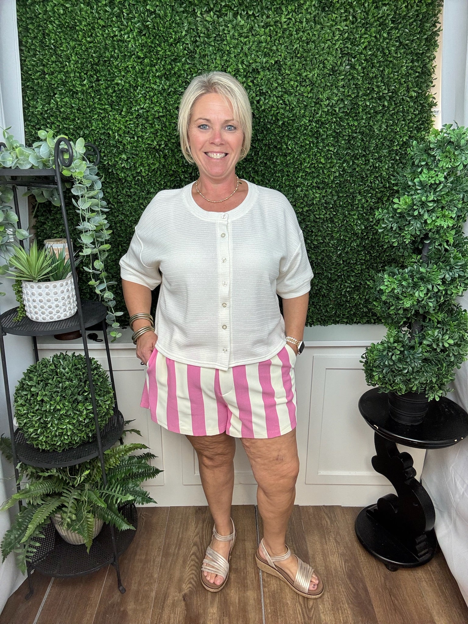 Candy Stripe Pleated Shorts