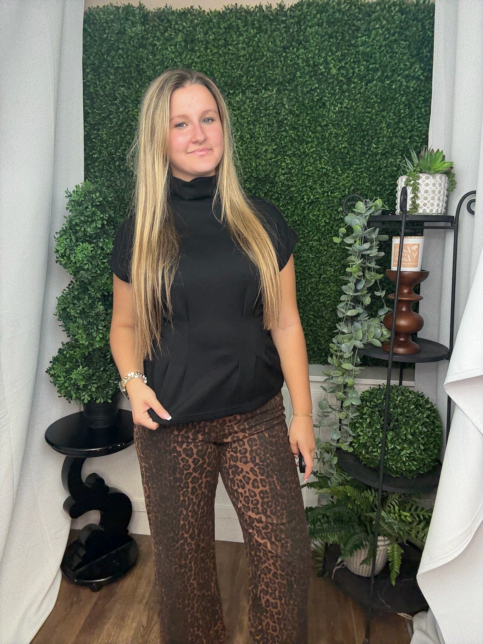 SOLID SS MOCK NECK KNIT TOP