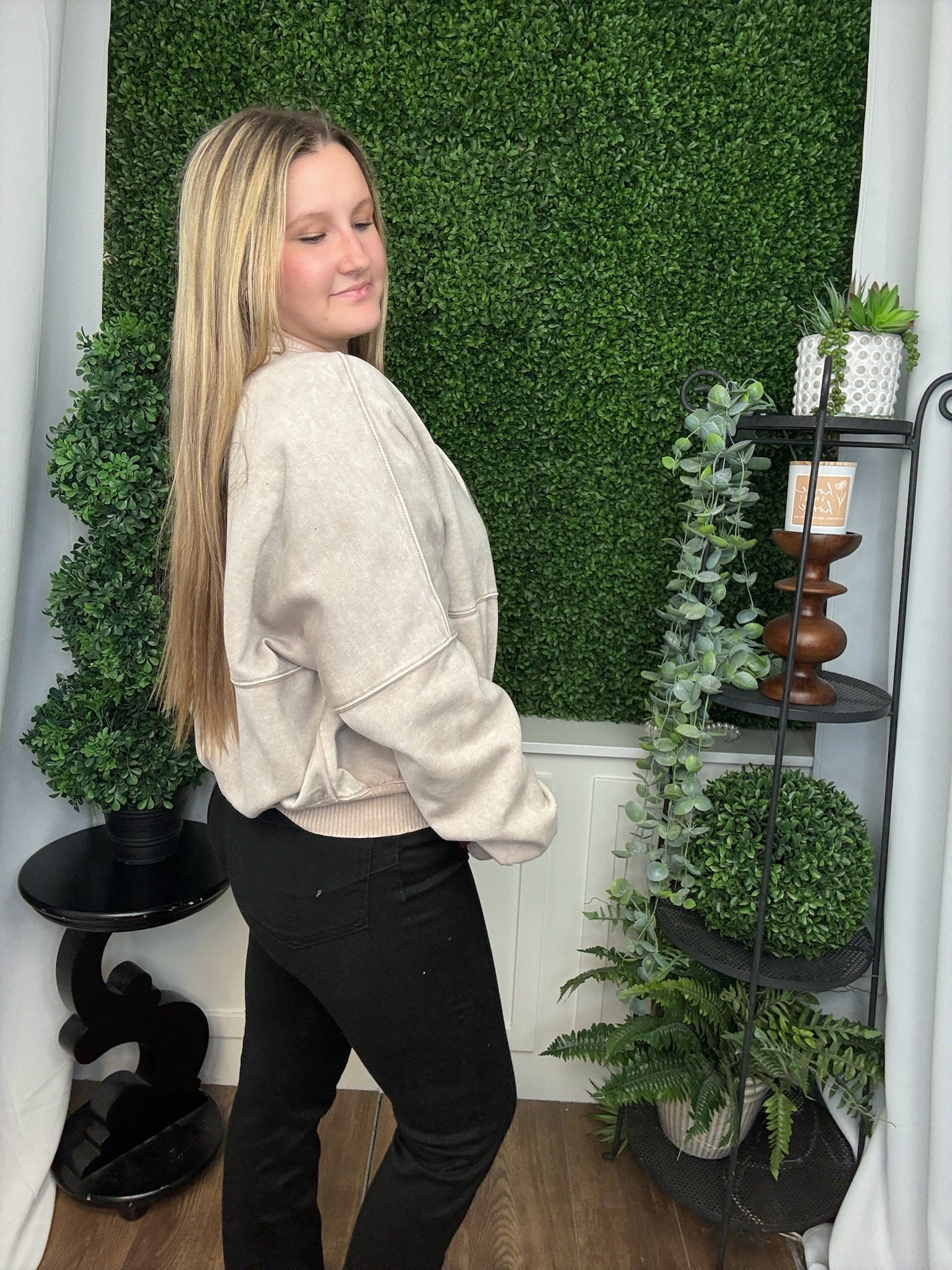 ACID WASHED FLEECE JACKET