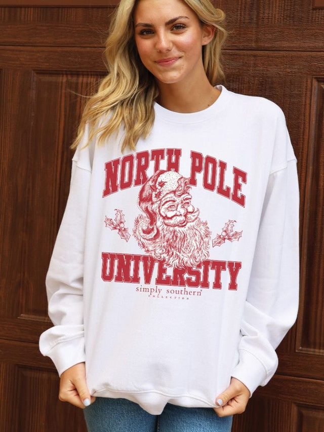 NORTH POLE UNIVERSITY CREWNECK - WHITE