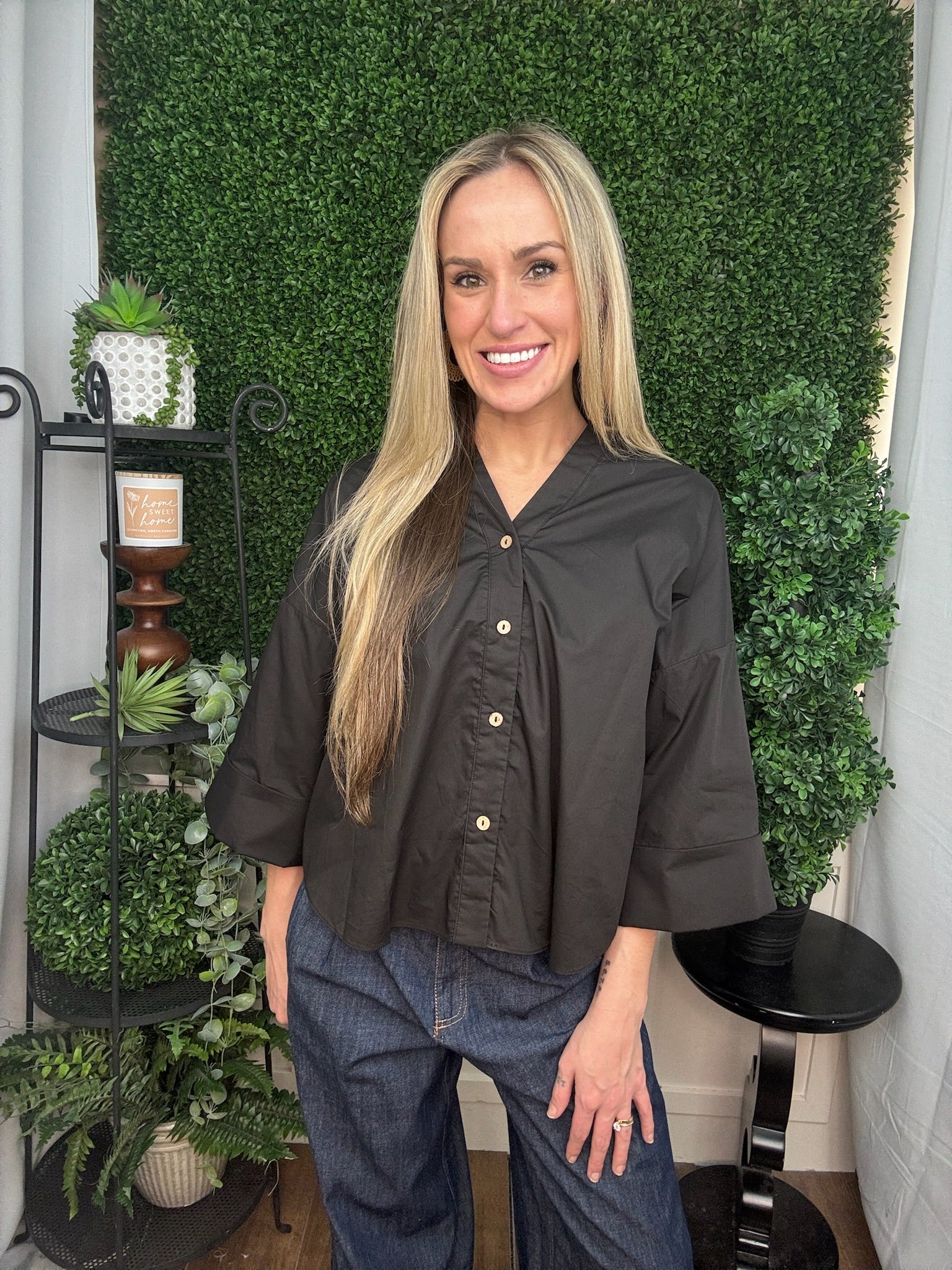 Classic V-Neck Relaxed Blouse