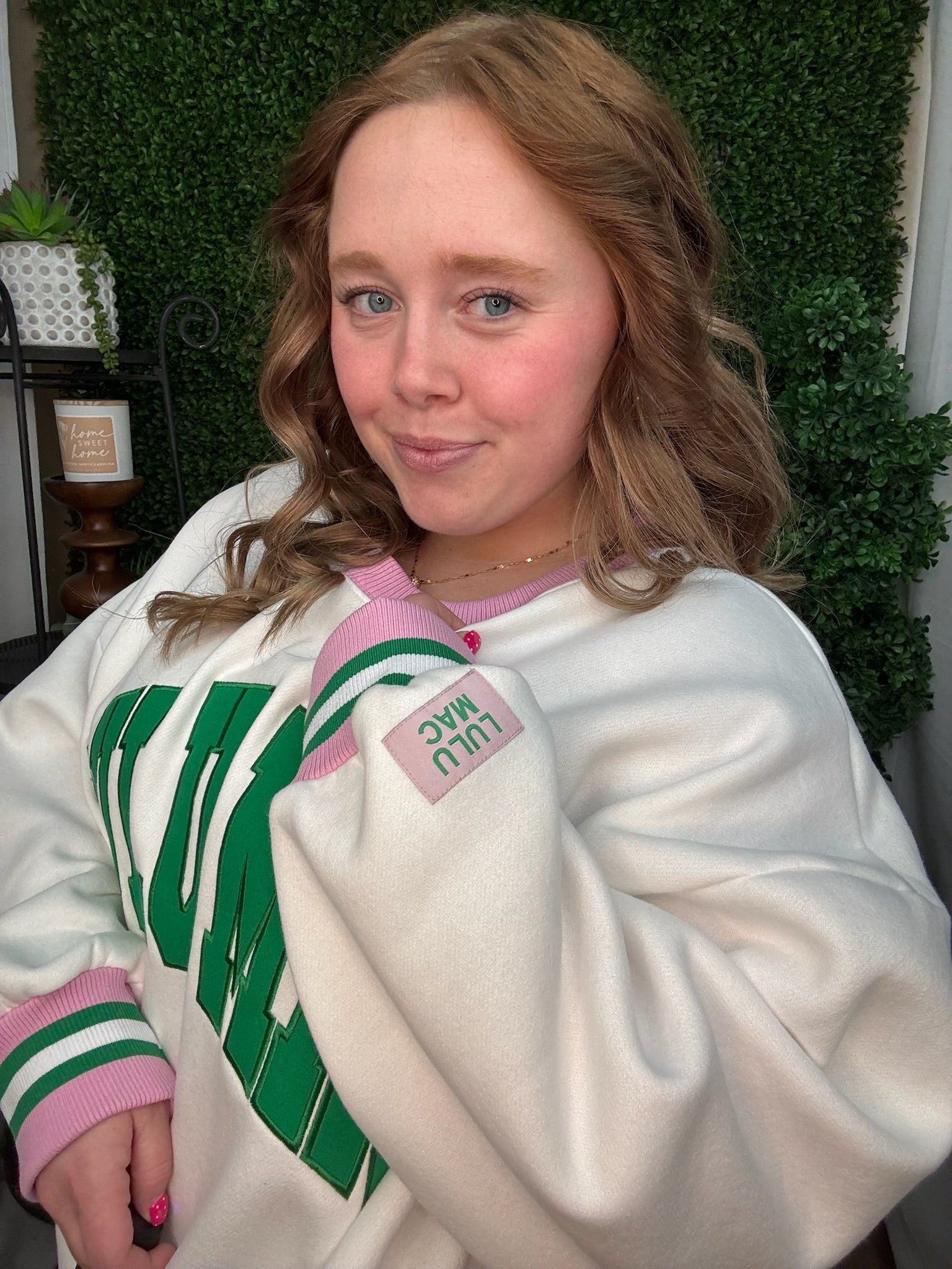 LULU MAC SWEATSHIRT - STITCH - WHITE/GREEN