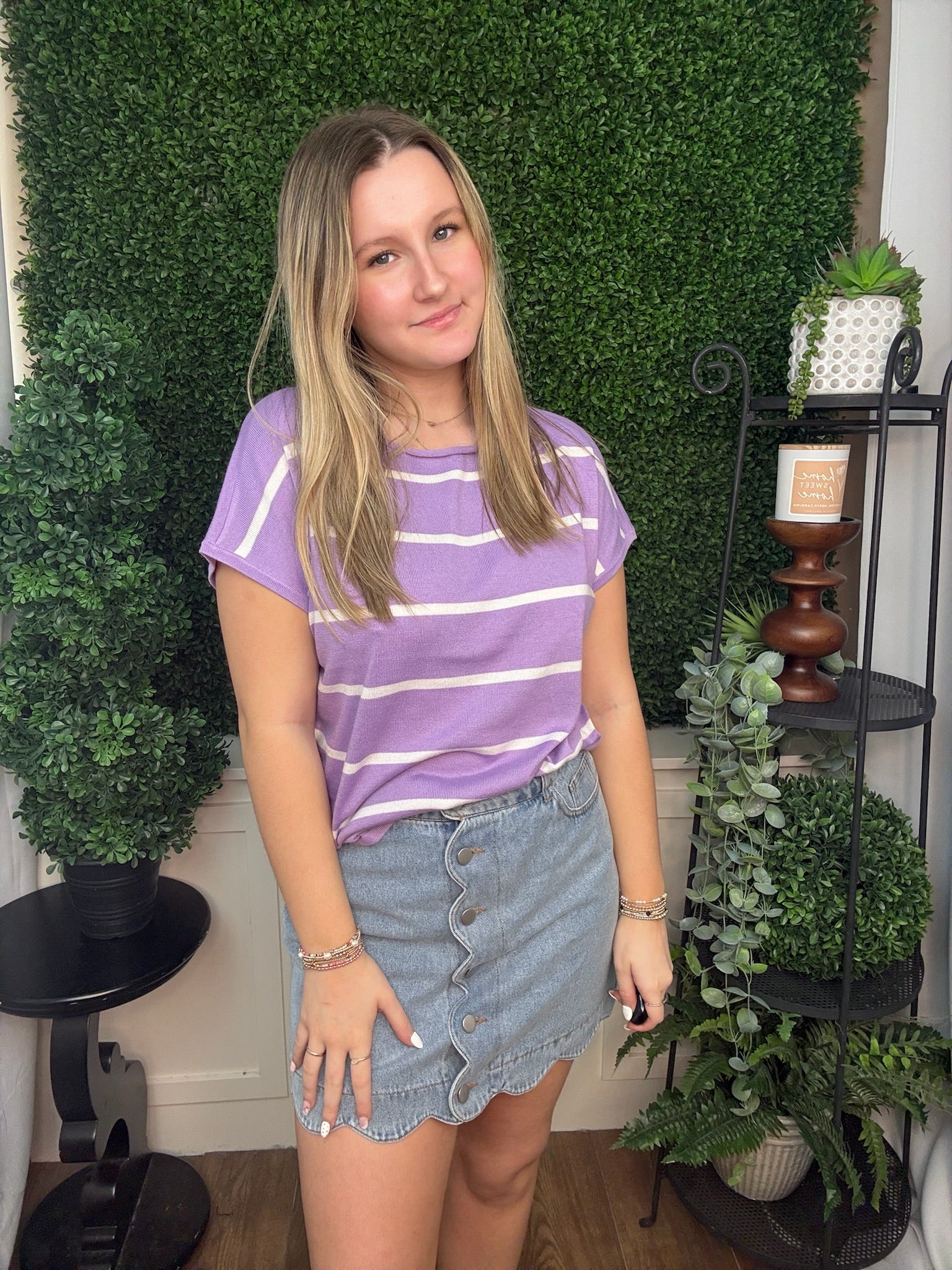 Lavender Skies Stripe Knit Top