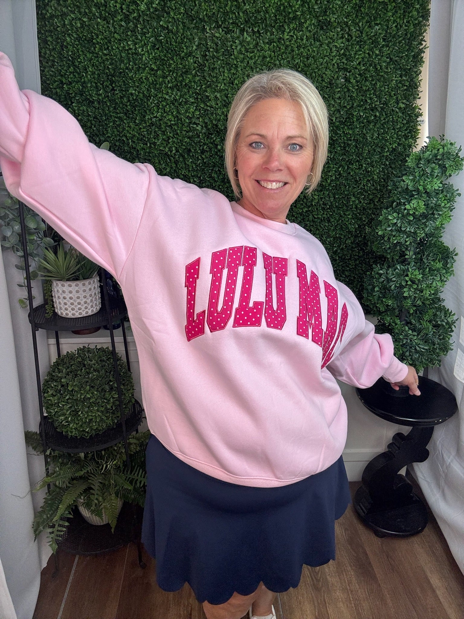 LULU MAC SWEATSHIRT - LIGHT PINK/HOT PINK POLKA DOT
