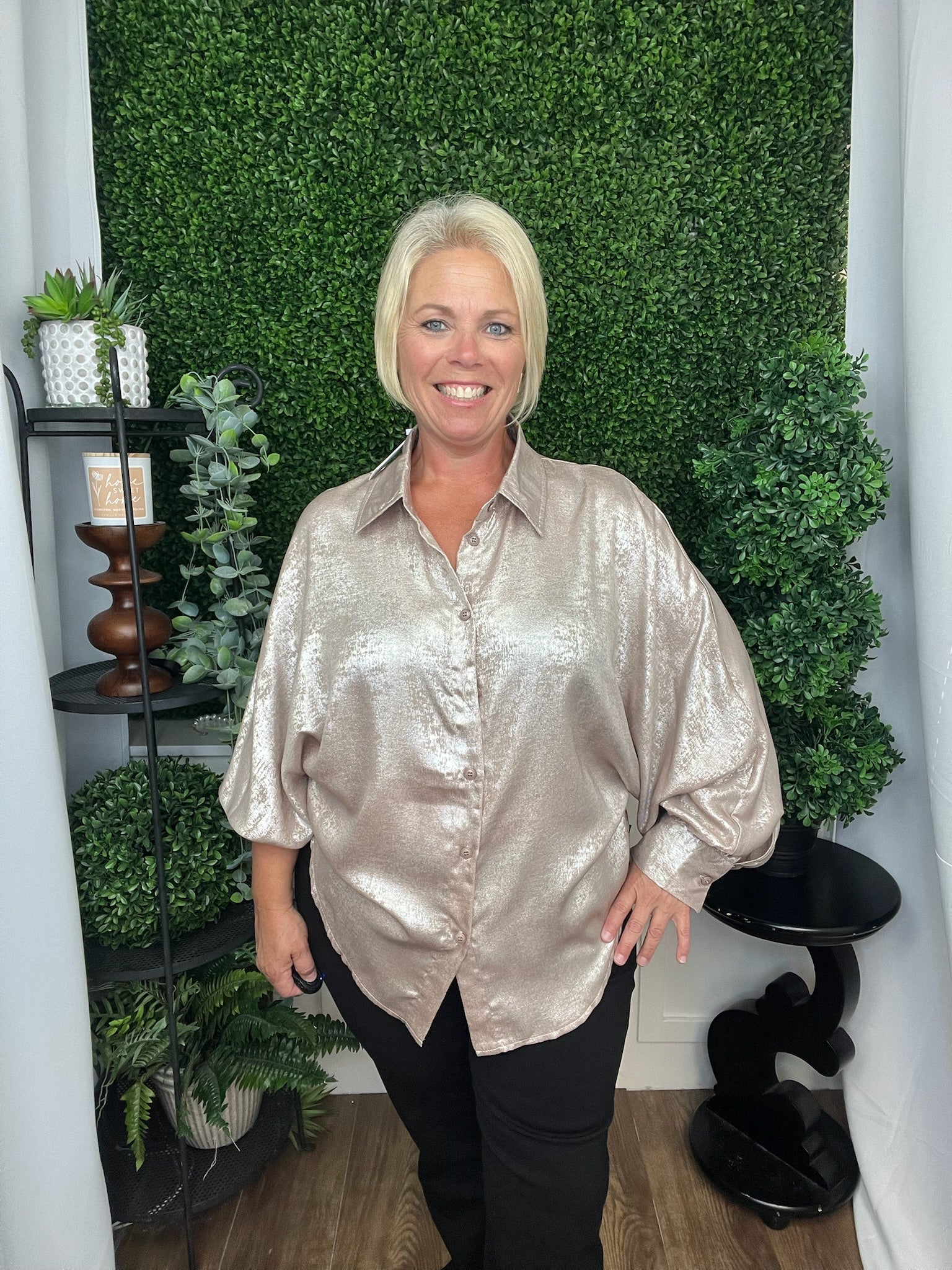 VOLUMINOUS SLEEVE BLOUSE - TAUPE