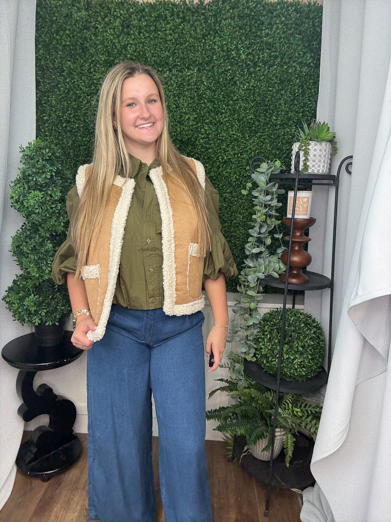 KEEGAN FAUX SUEDE OPEN FRONT VEST