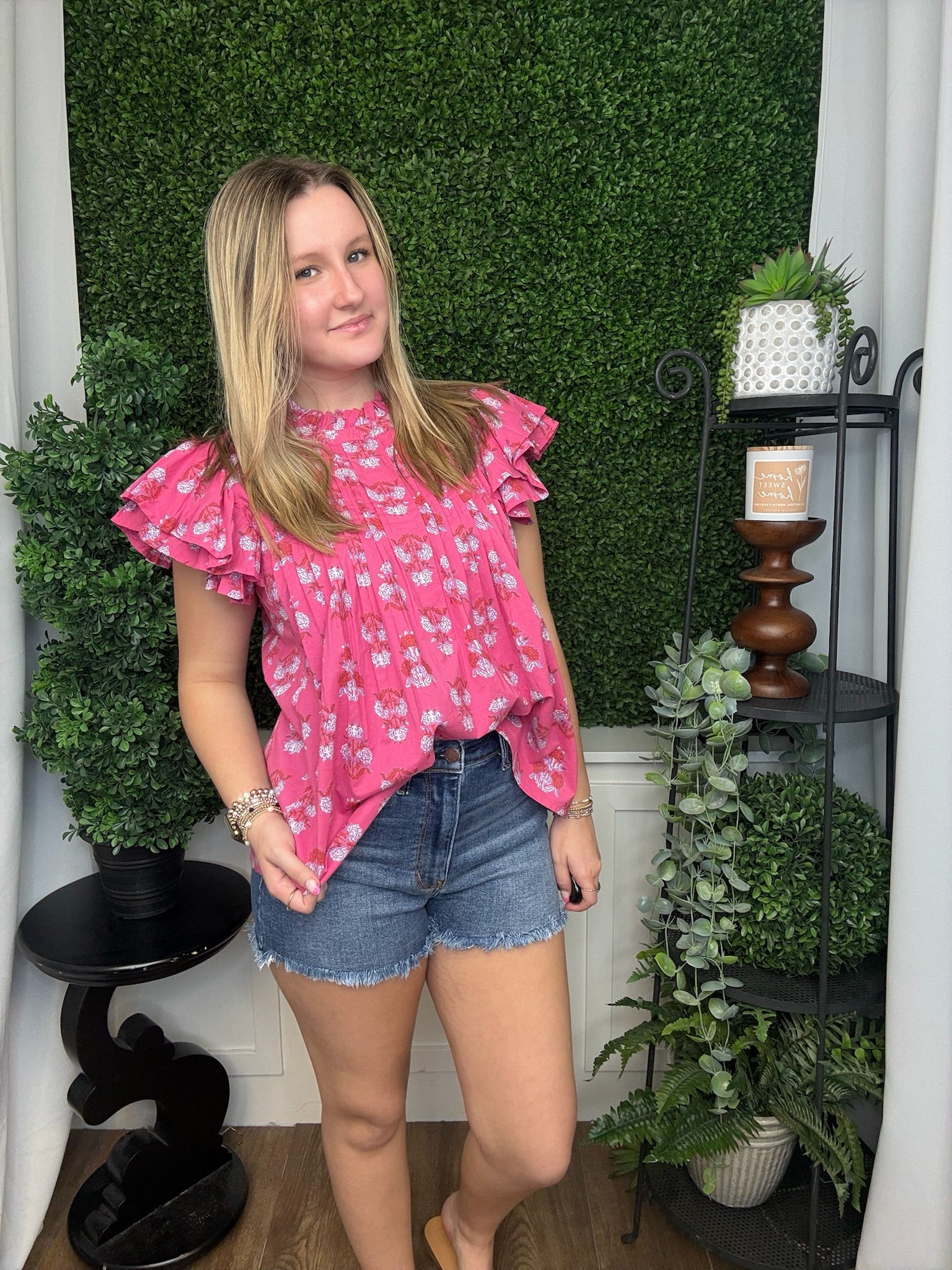PINK DOLLY FLUTTER TOP