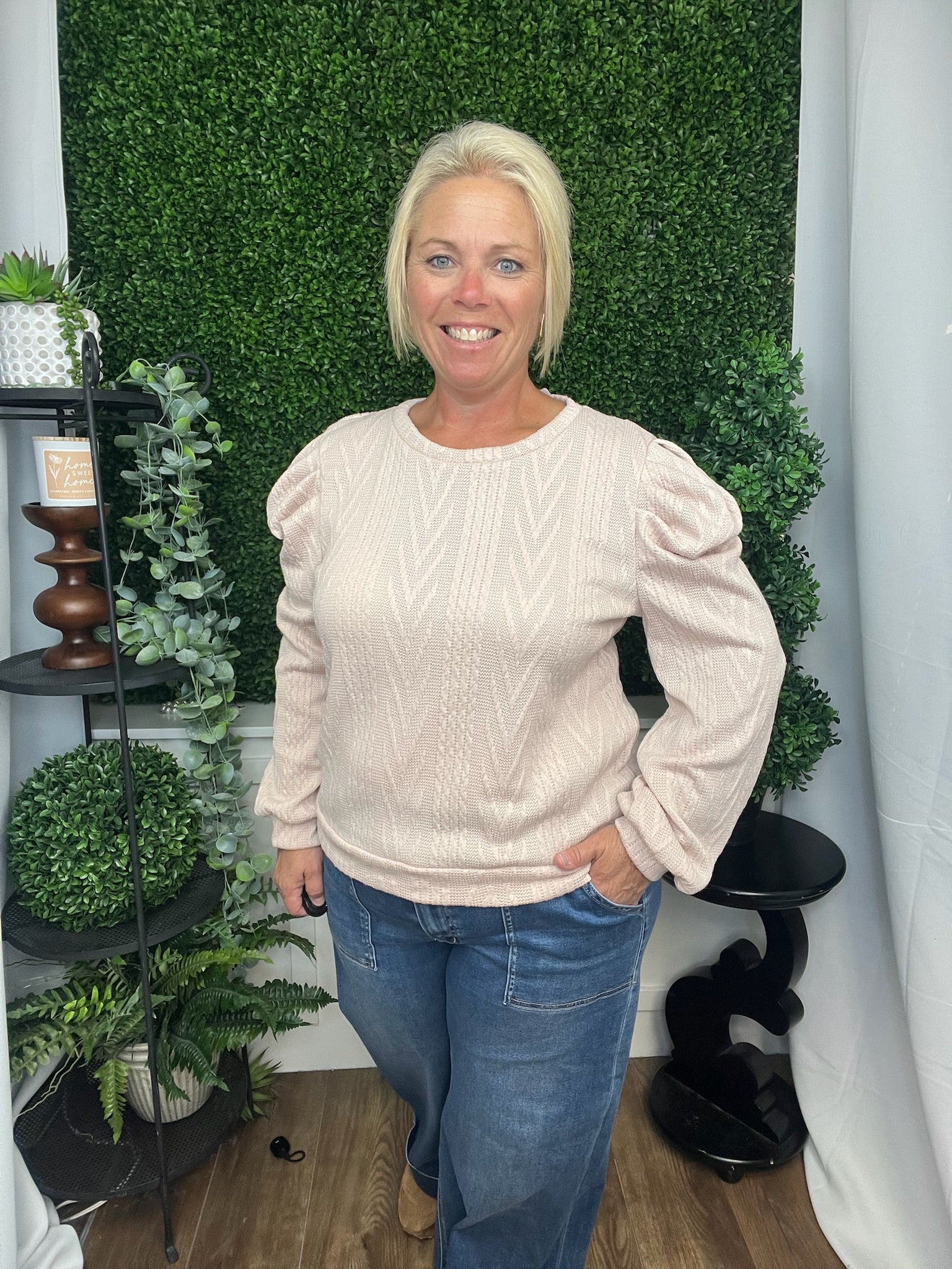 VANESSA LONG SLEEVE TOP - LIGHT TAUPE