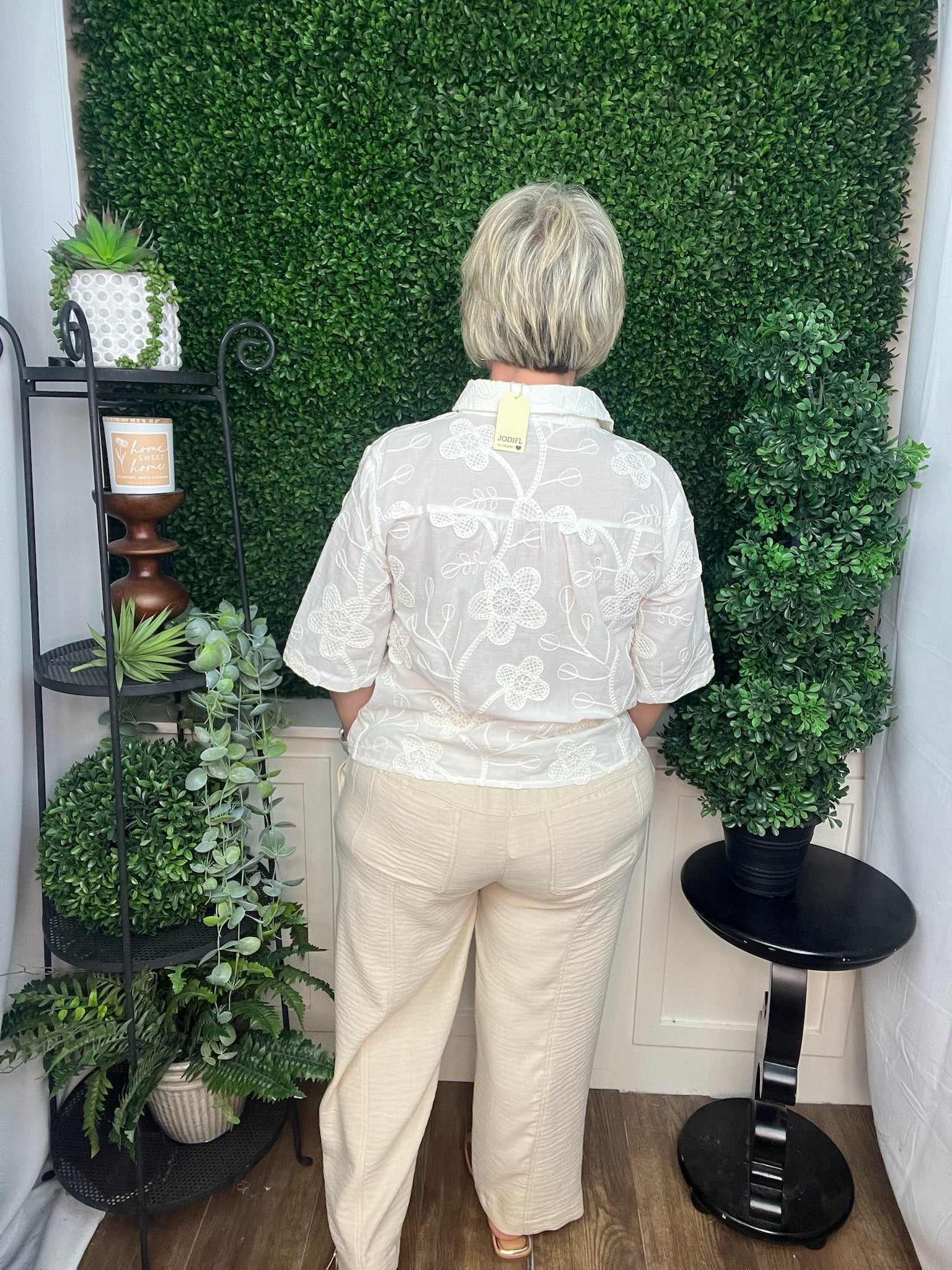 WHITE SHEER HALF SLEEVE SHIRT