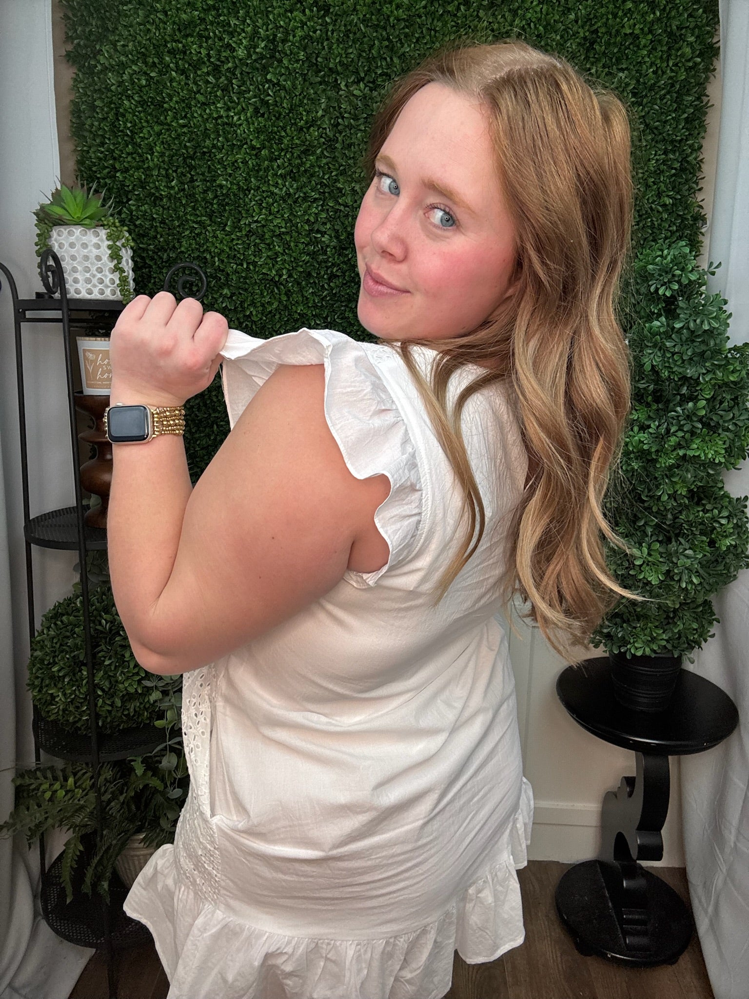 Textured Flutter Sleeve Dress