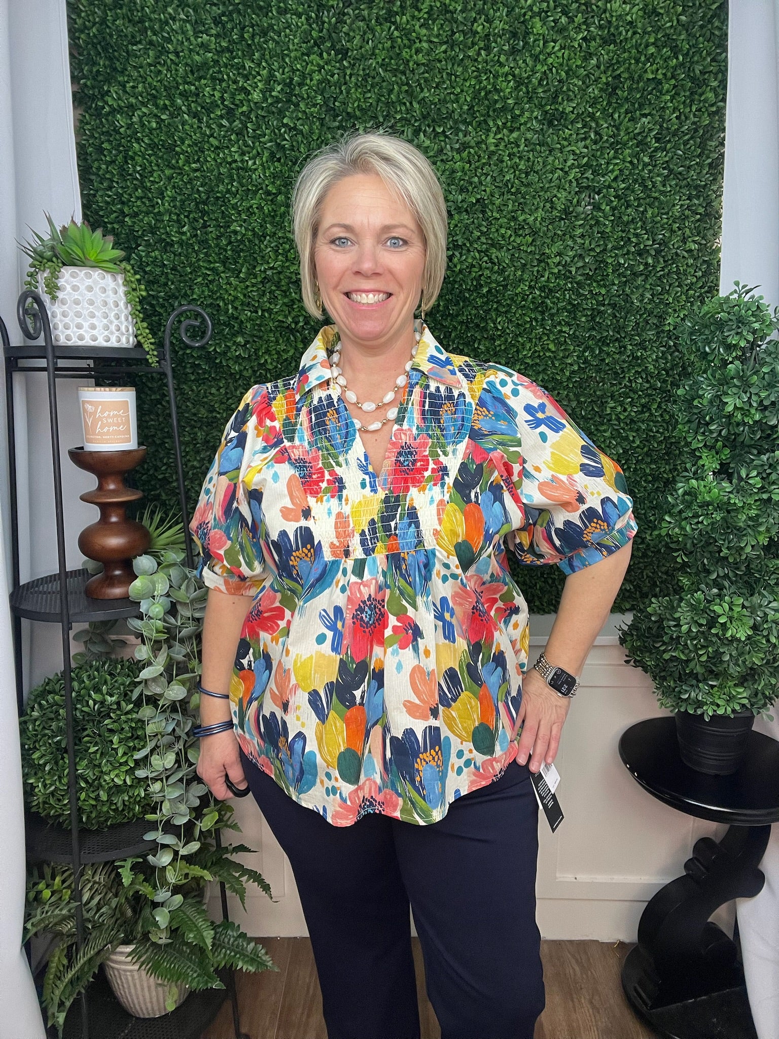 FLORAL PRINT COLORFUL BLOUSE - MULTI