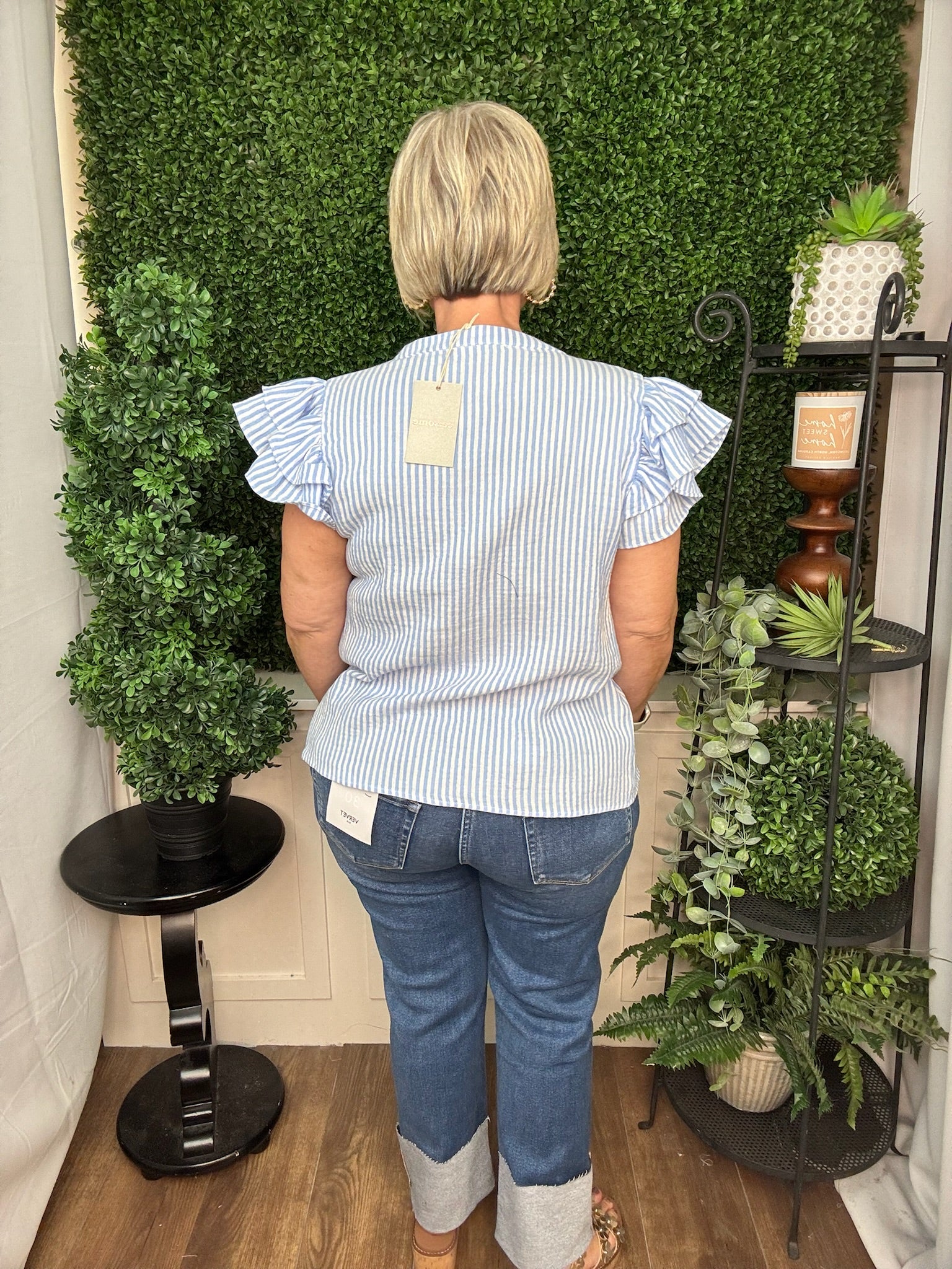 Seaside Stripe Flutter Blouse