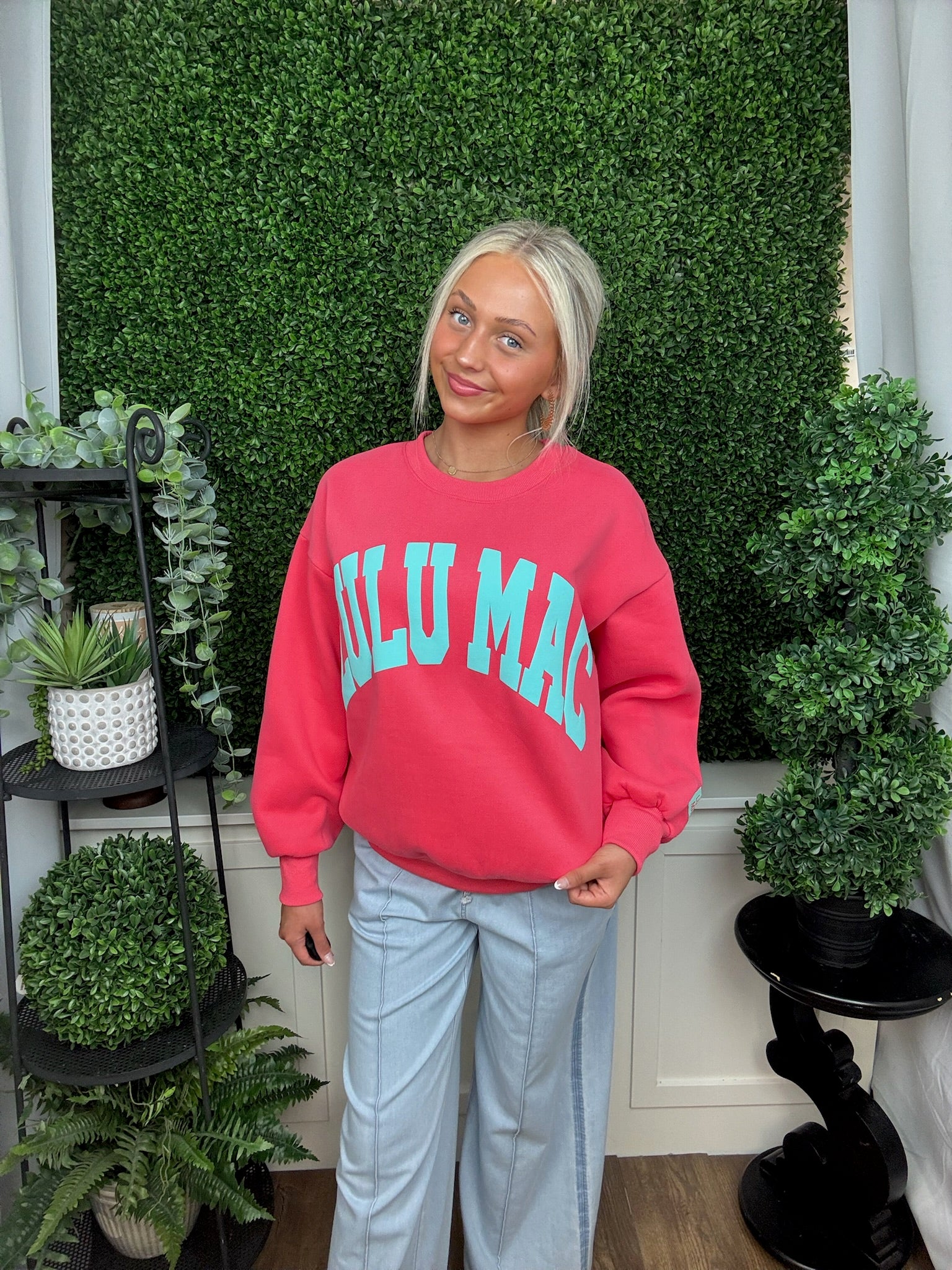 LULU MAC SWEATSHIRT - CORAL/MINT