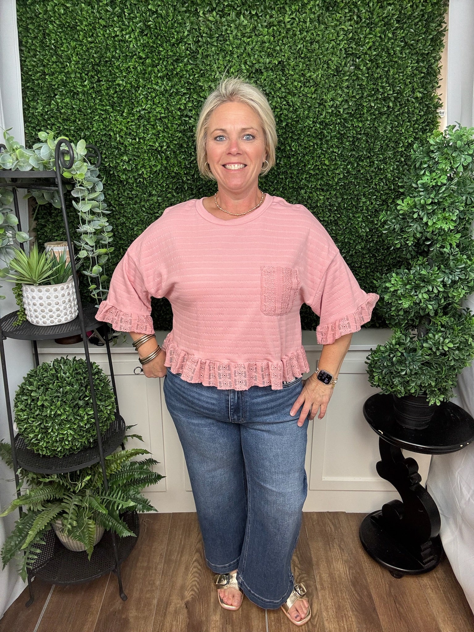 Lace Ruffle Hem Sweater Top