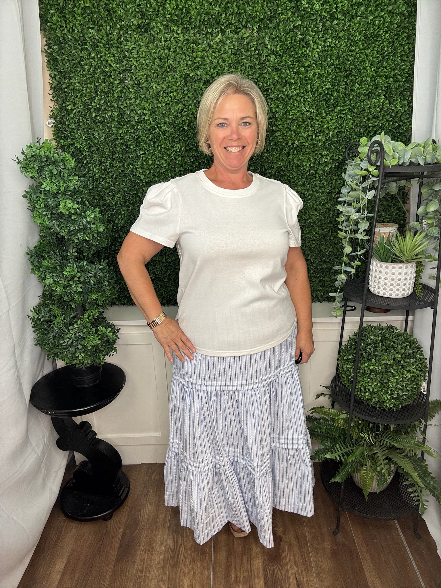 BLUE PINSTRIPE SKIRT