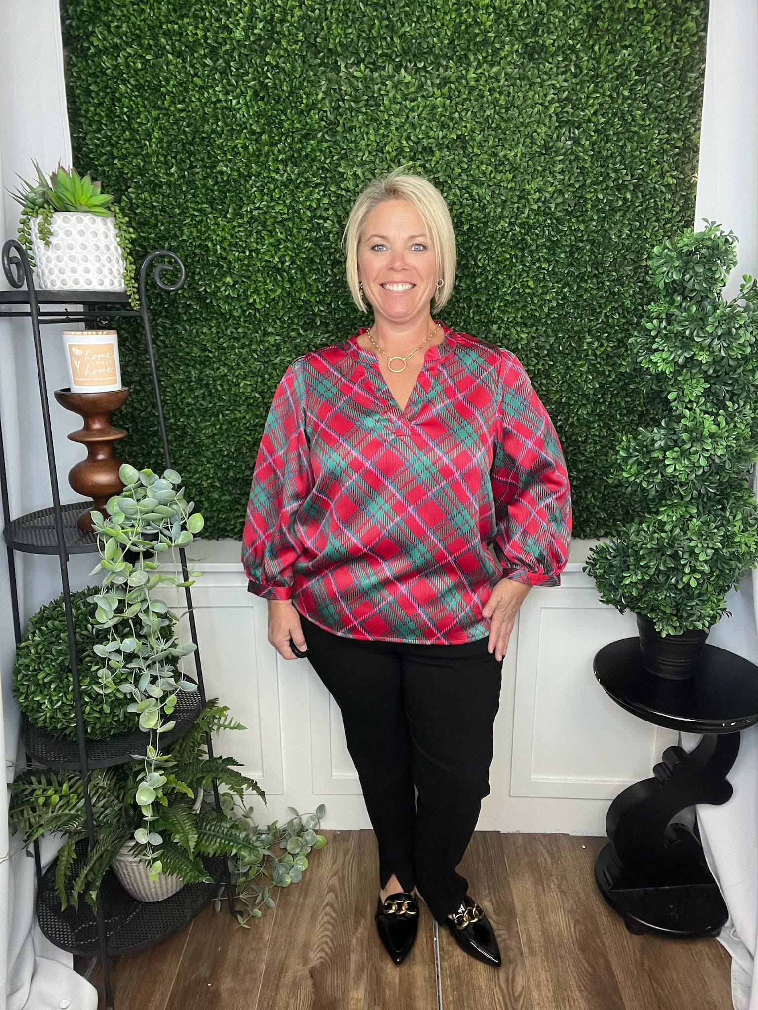 TAMRYN TOP PLAID ABOUT YOU - PINK