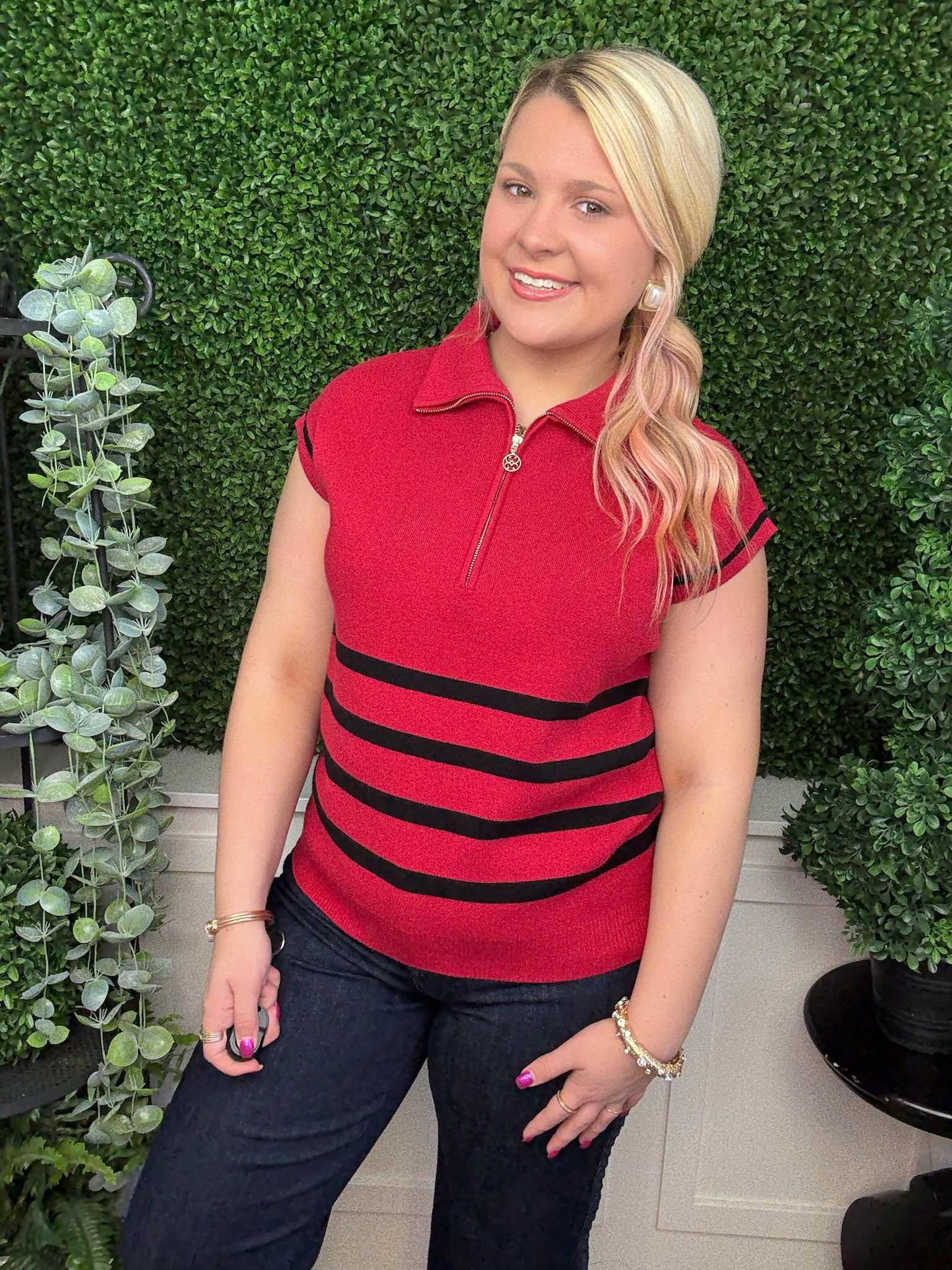 CELIA SWEATER RED/BLACK