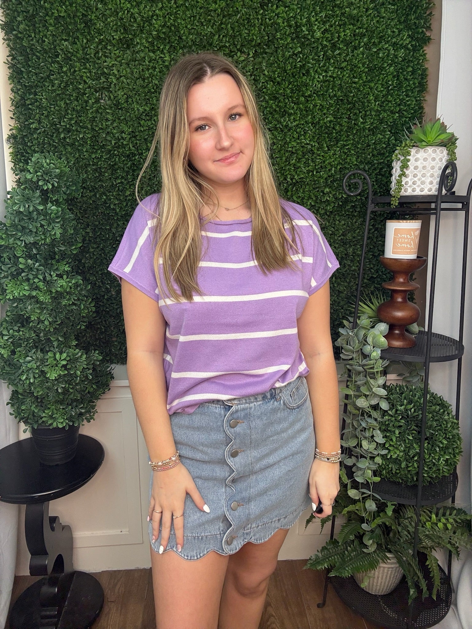 Lavender Skies Stripe Knit Top