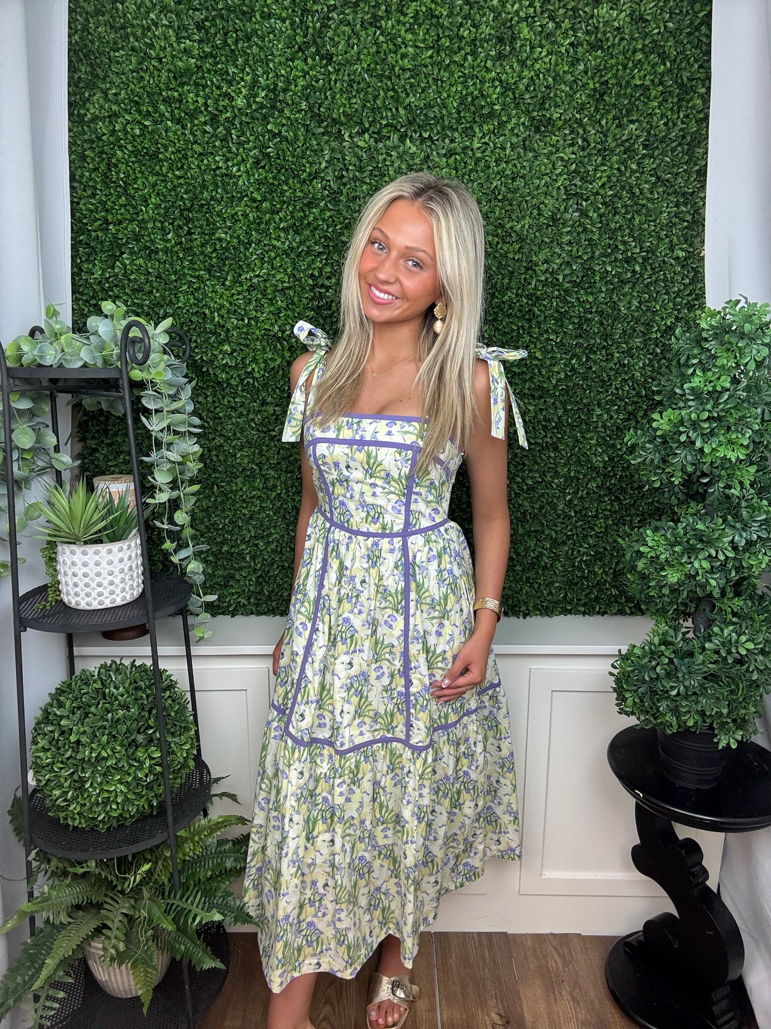 Lemongrass Meadow Panel Midi Dress