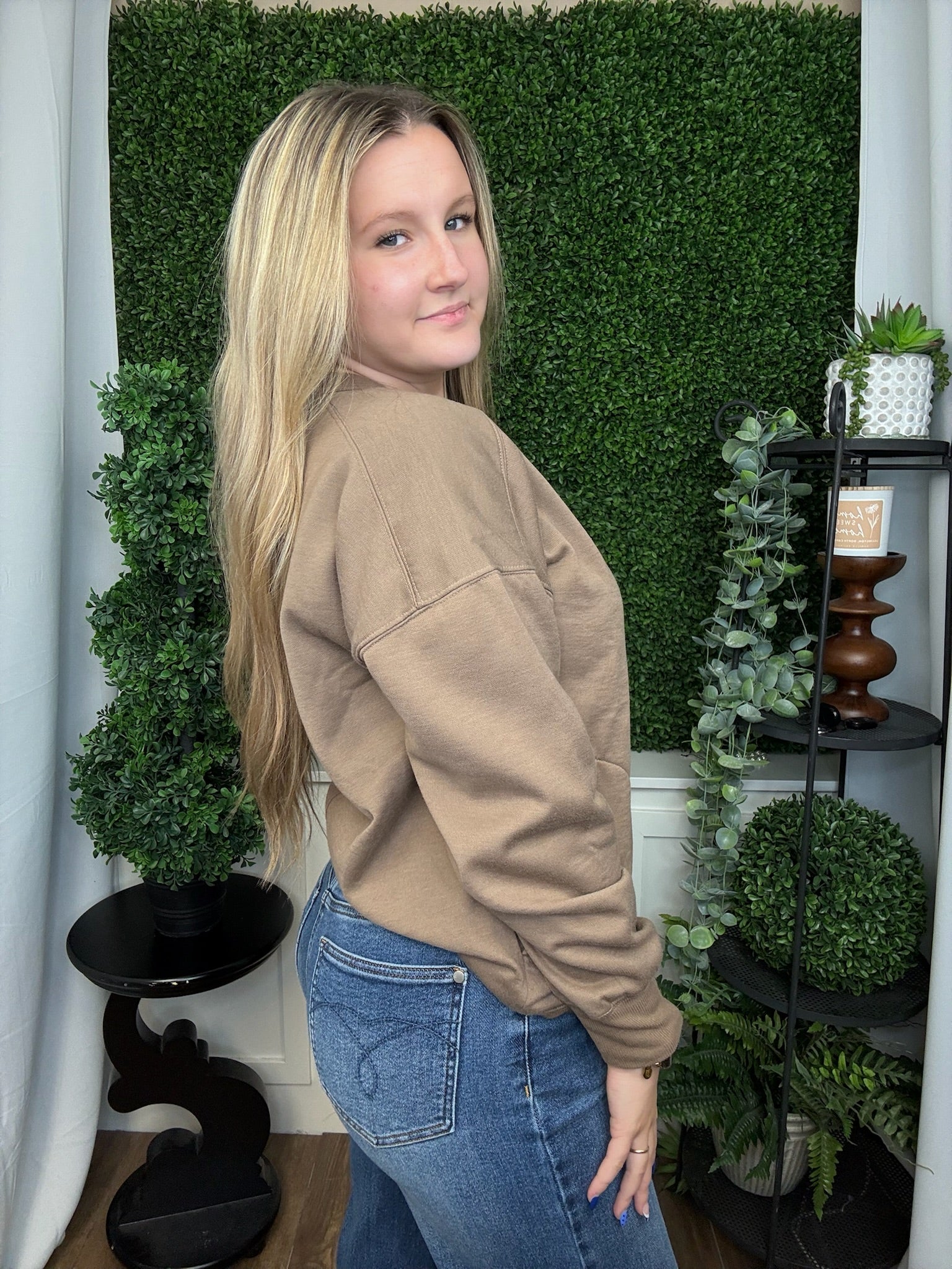 OVERSIZED CASUAL COMFY SOLID KNIT TOP - MOCHA