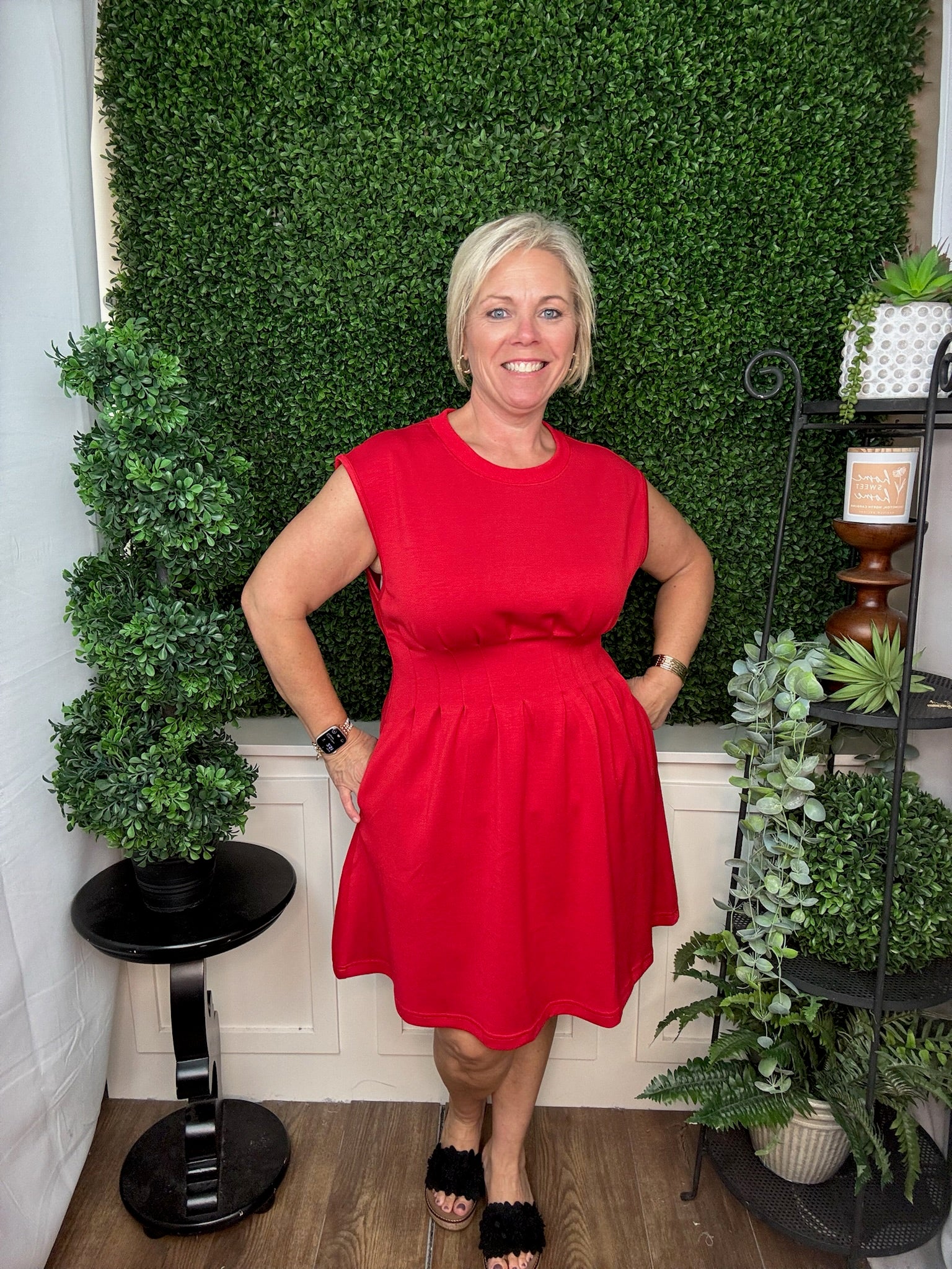 SHORT SLEEVE SOLID DRESS