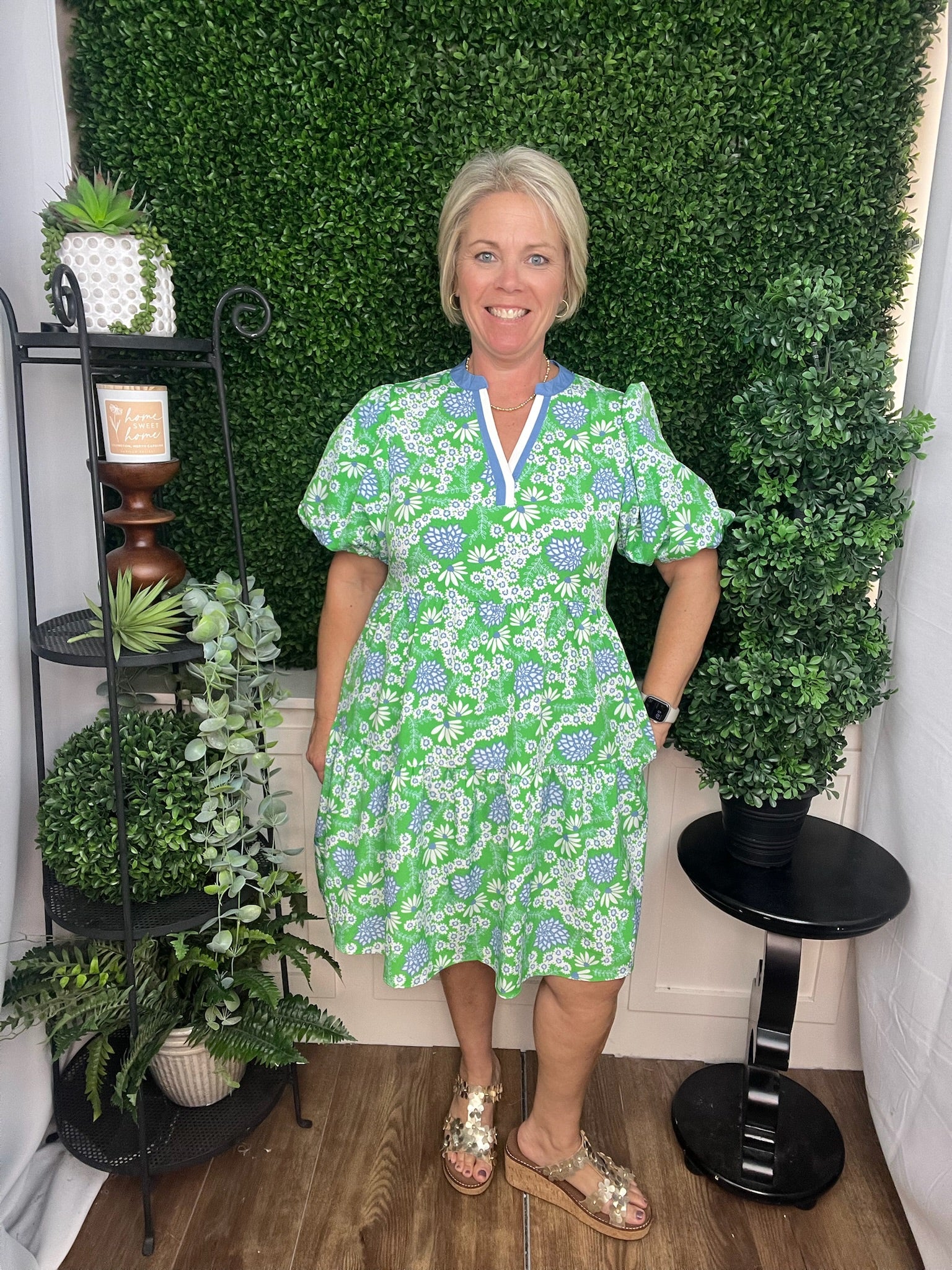 MINI DRESS KINSLEY DAISY CHAIN GREEN