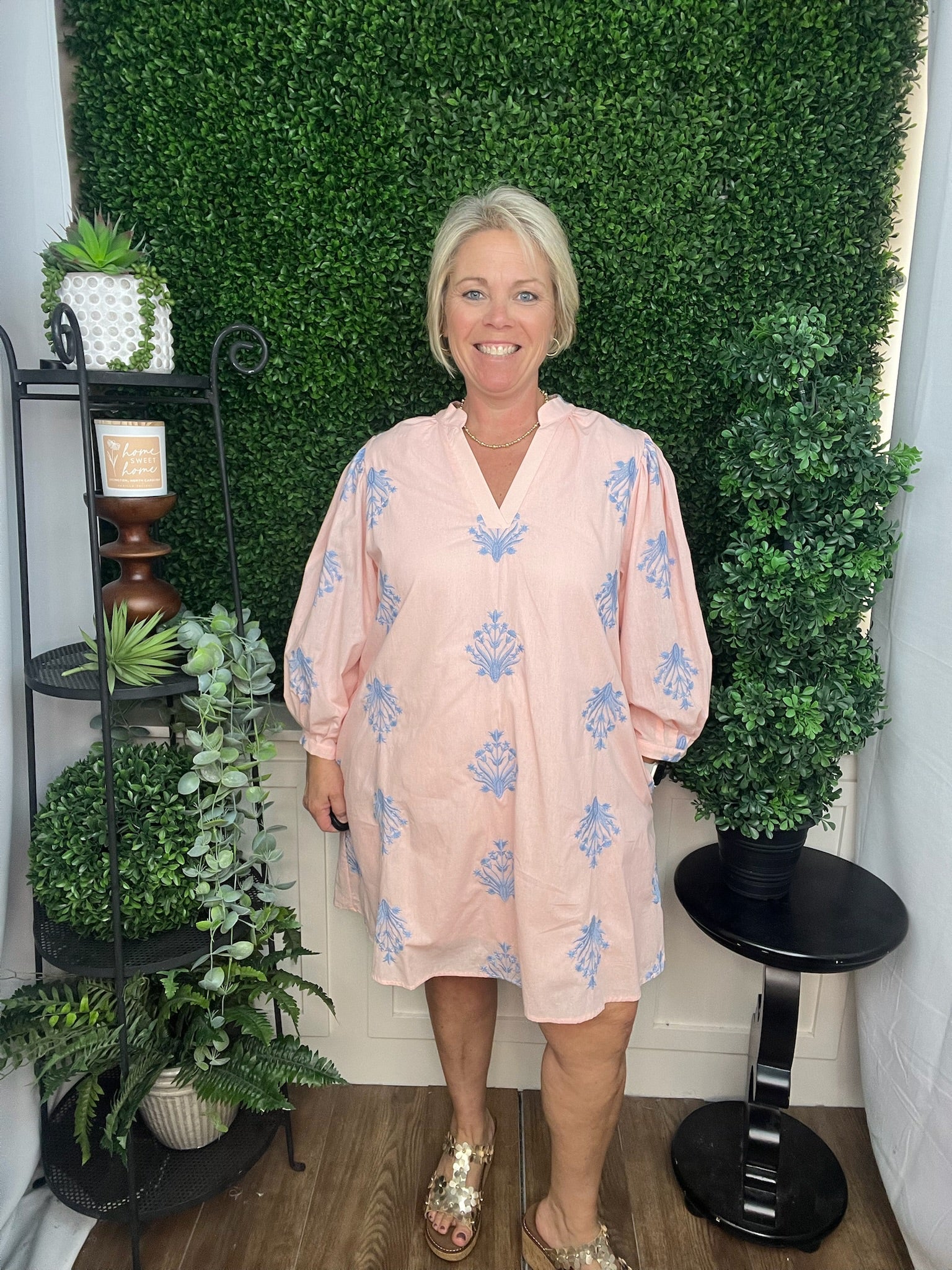 PUFF SLEEVE DRESS - BLUSH/PINK