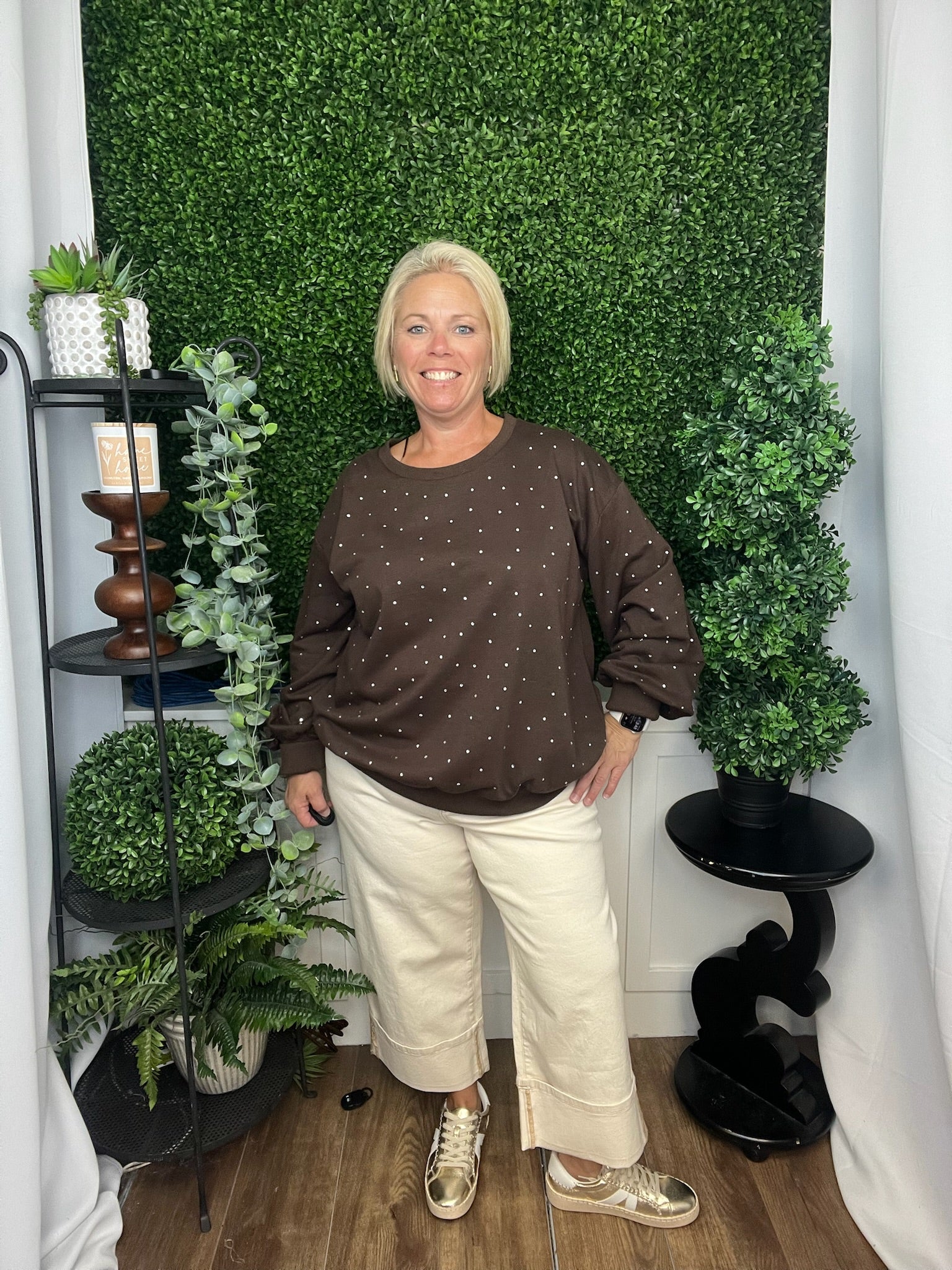 PULLOVER TOP W/RHINESTONE - COCO