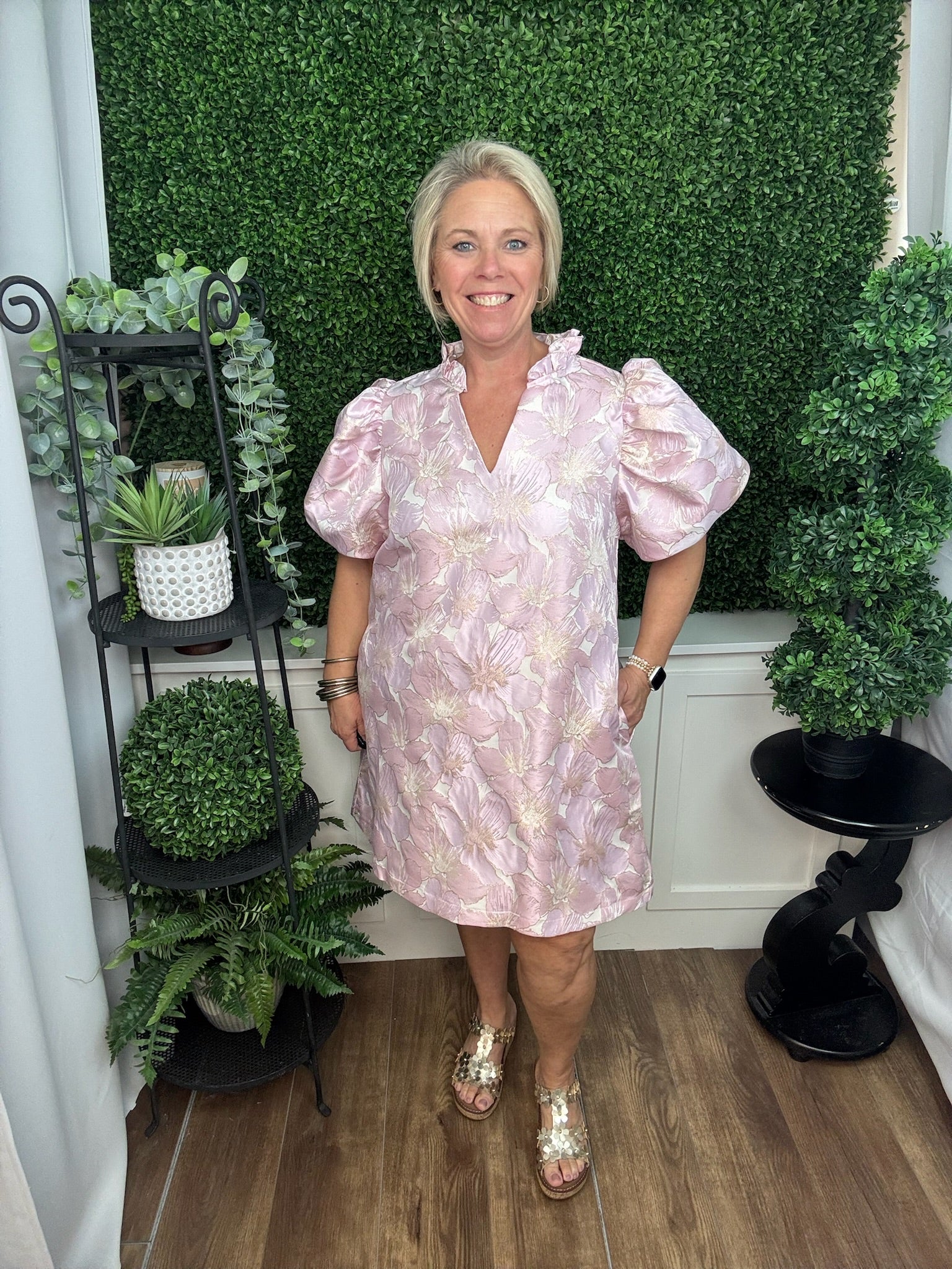 Blush Garden Jacquard Dress