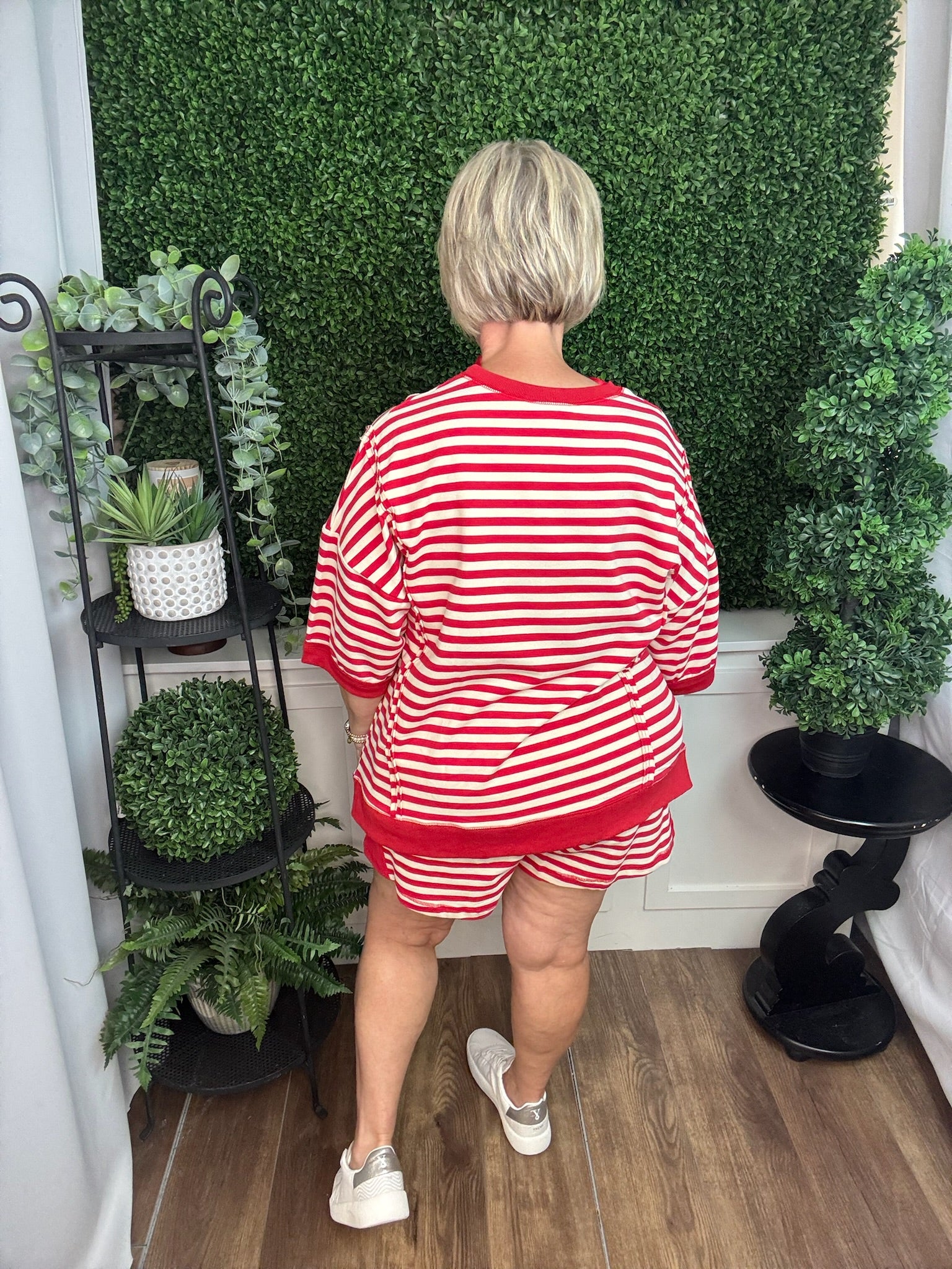 Striped Rib Trim Lounge Shorts- Very J