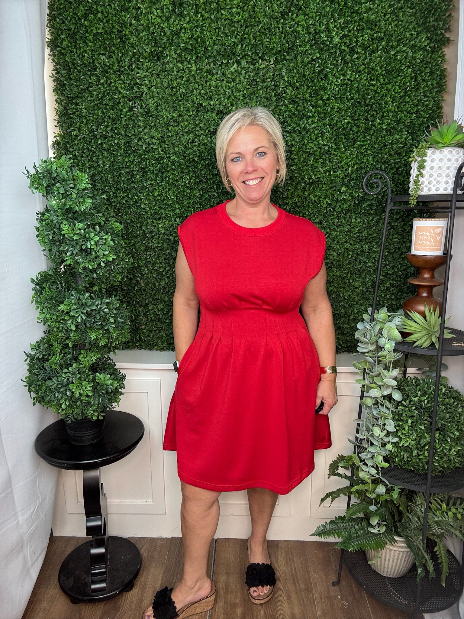 SHORT SLEEVE SOLID DRESS