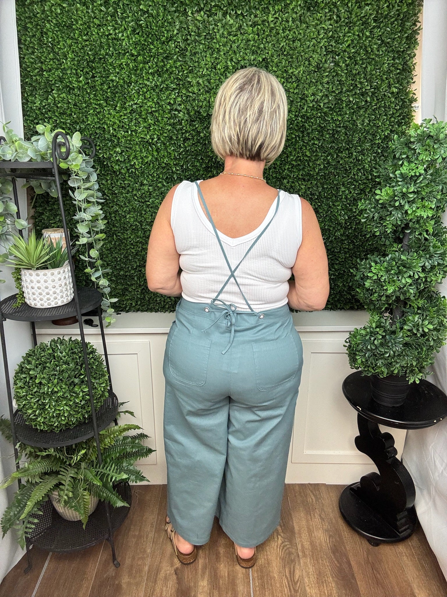 SPAGHETTI STRAP CRISS CROSS BACK JUMPER LIGHT NAVY