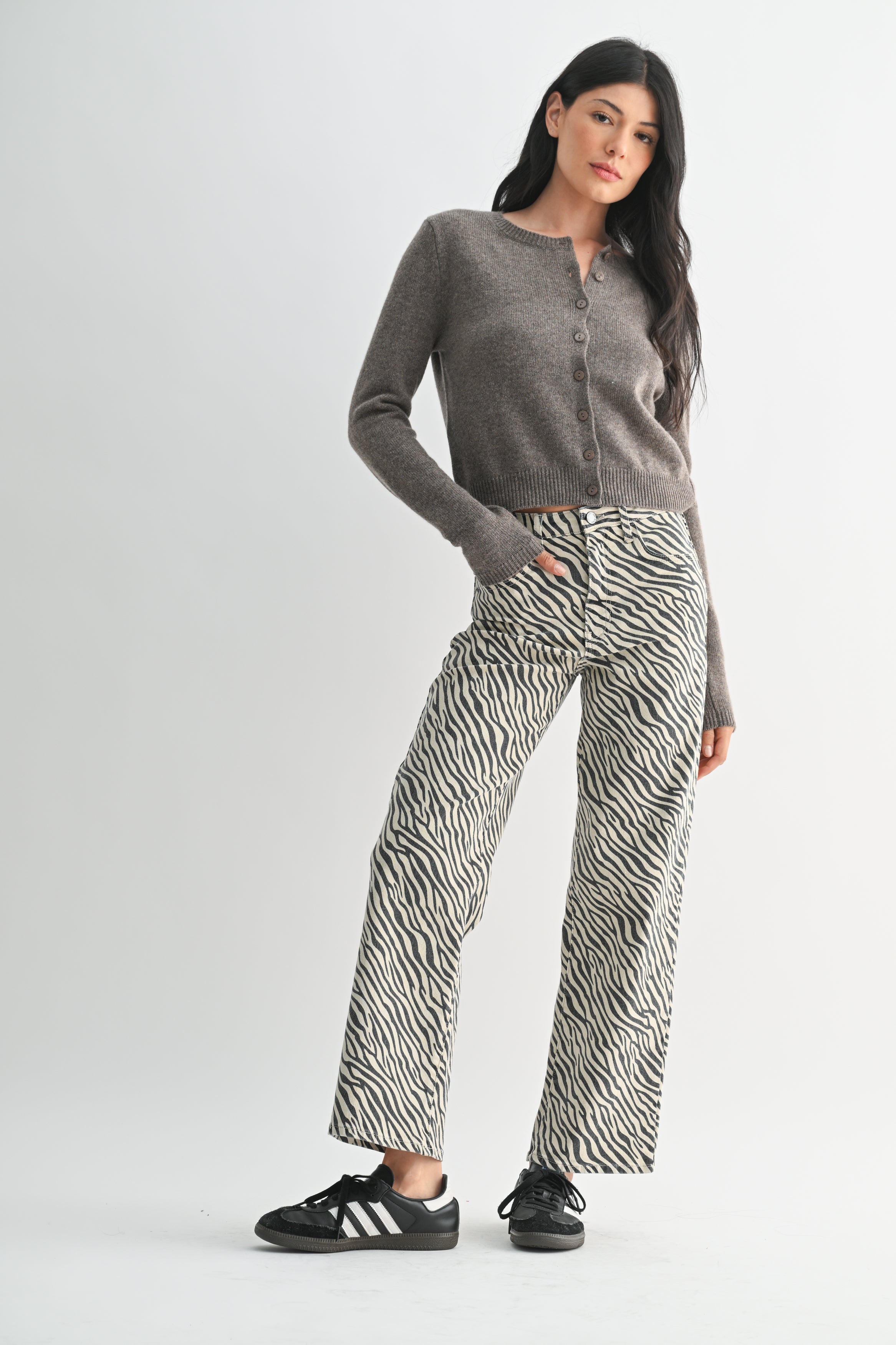 HIGH RISE VINTAGE STRAIGHT JEAN - ZEBRA