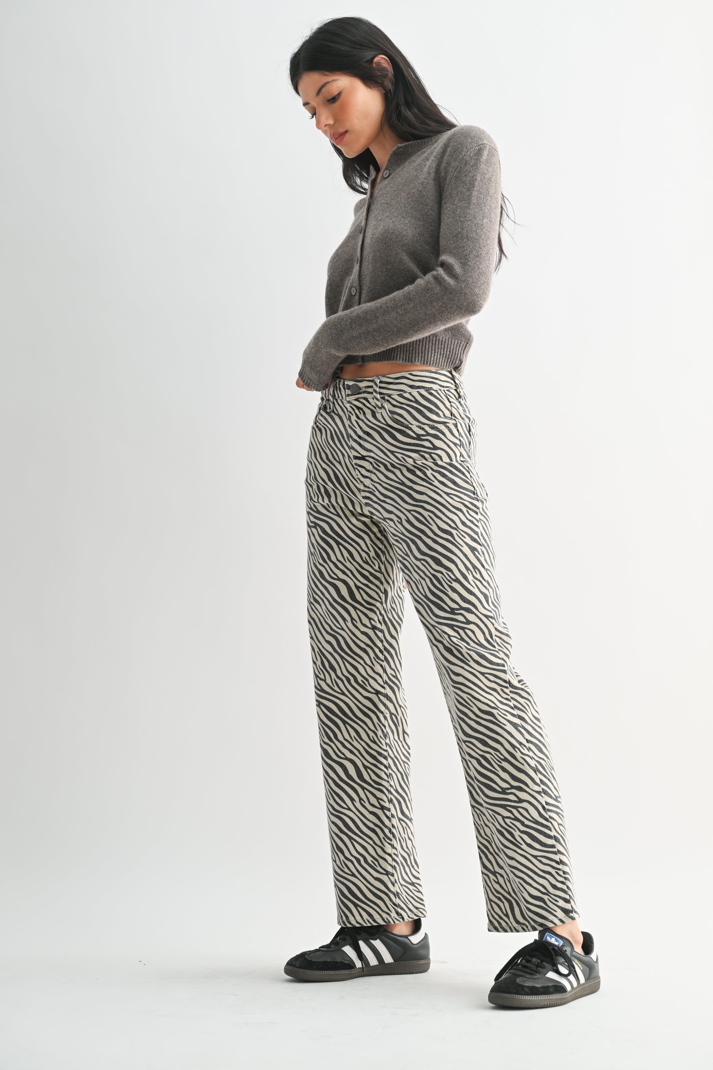 HIGH RISE VINTAGE STRAIGHT JEAN - ZEBRA