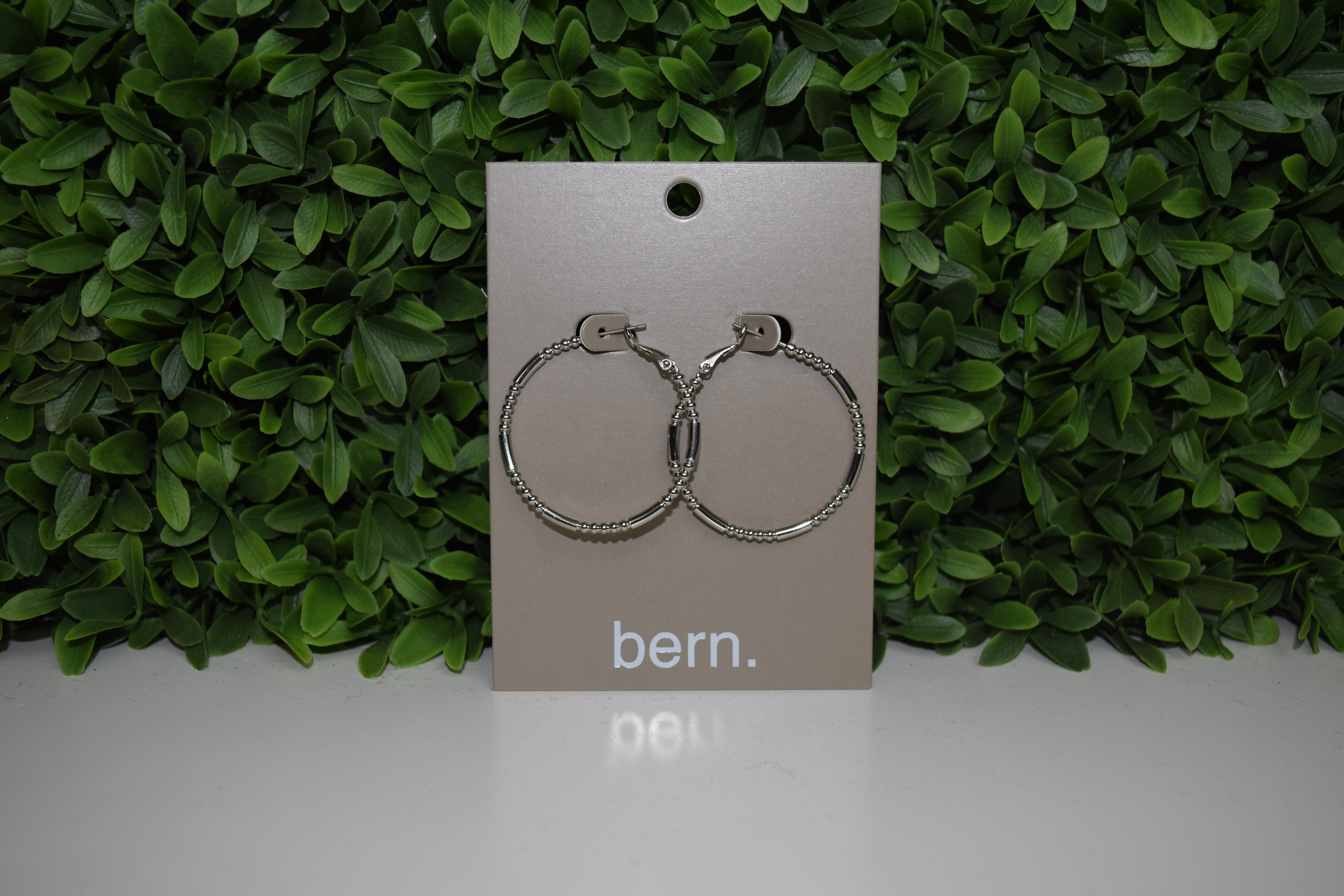 JESSI BEADED HOOP EARRINGS - SILVER