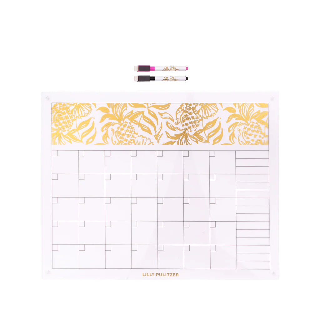 ACRYLIC DRY ERASE CALENDAR - GOLD METALLIC BON VIVA