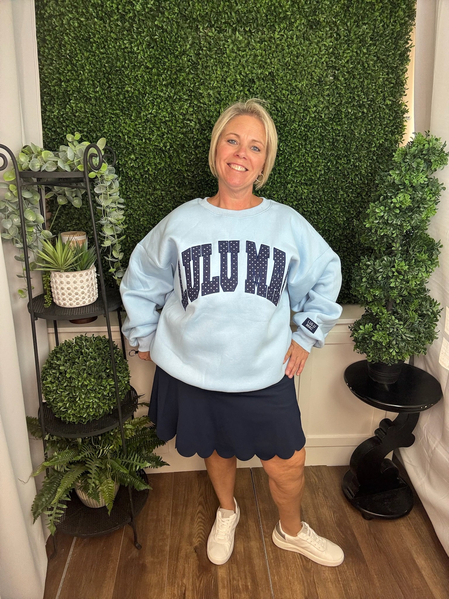 LULU MAC SWEATSHIRT - LIGHT BLUE/NAVY POLKA DOT