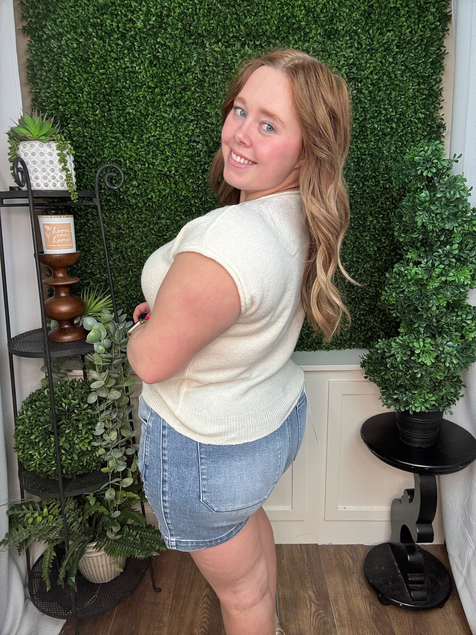 Star Patch Drawstring Denim Shorts