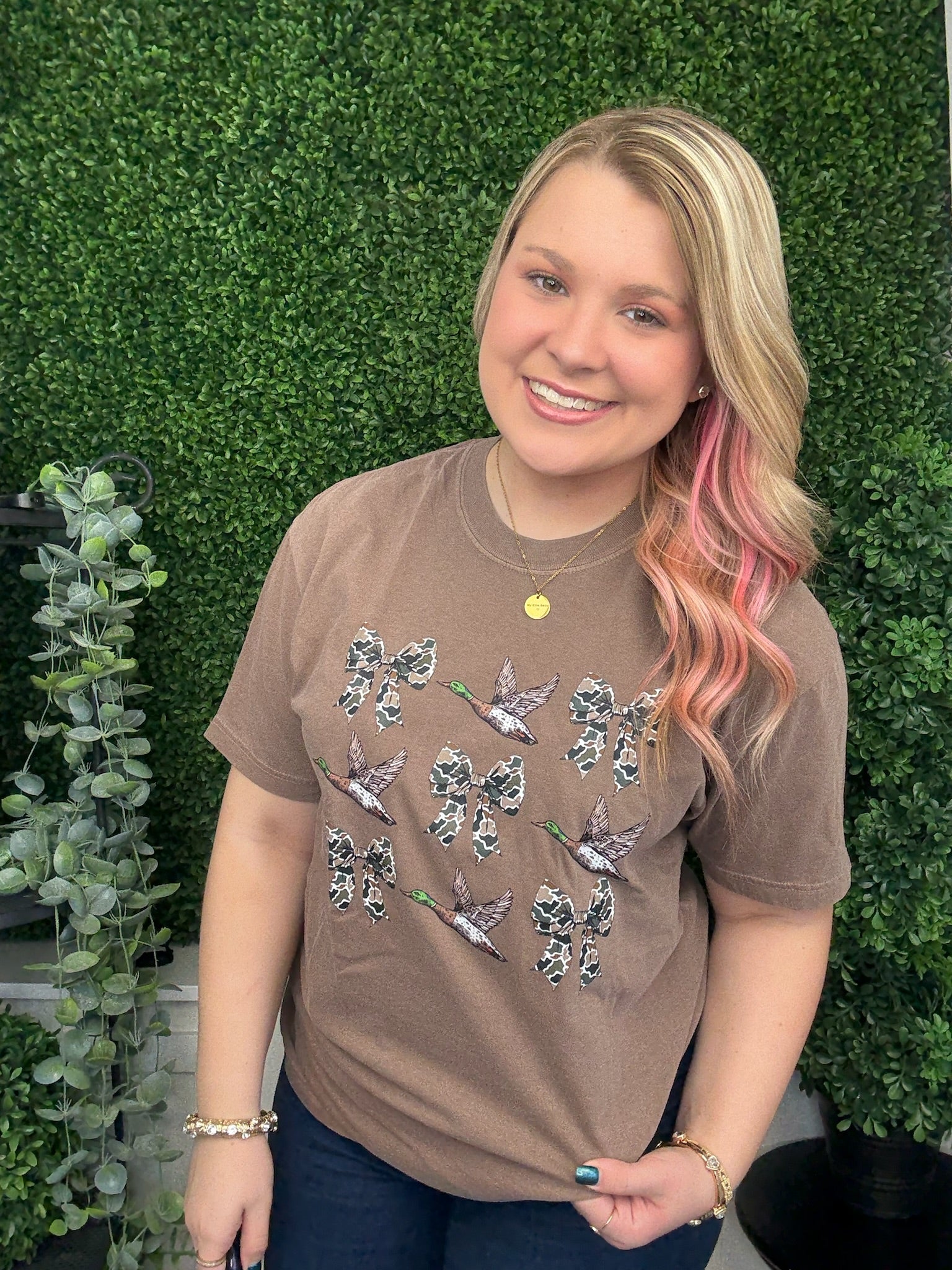 CAMO BOW DUCK CHECK - ESPRESSO