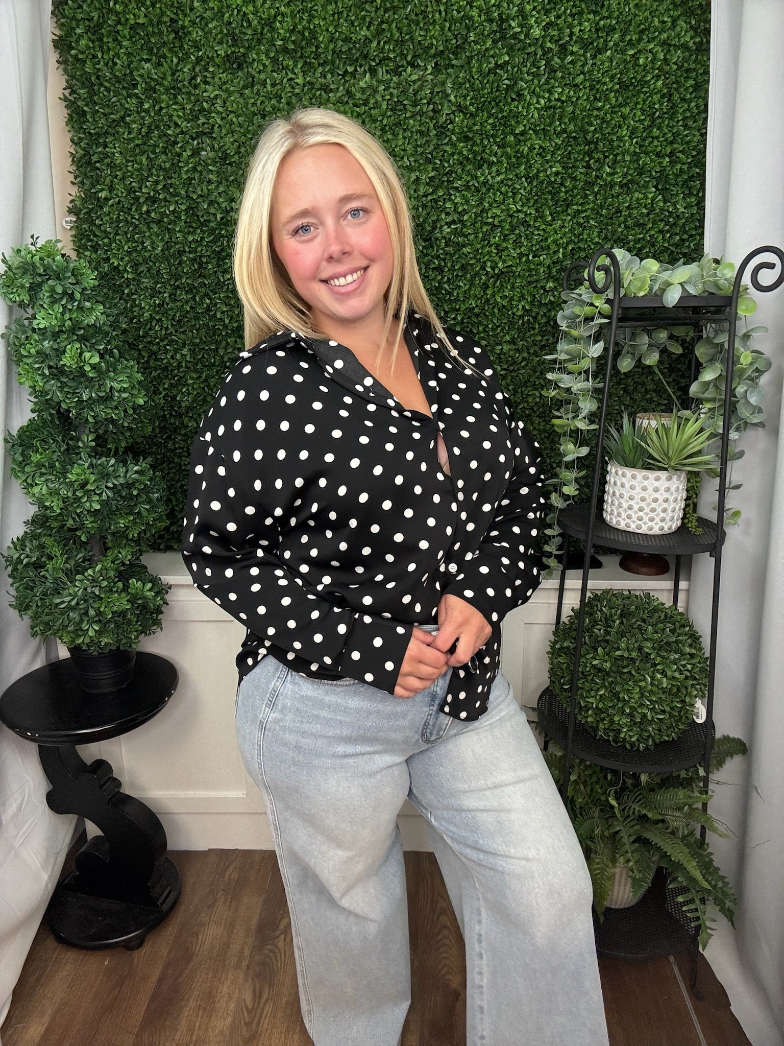 Kathryn Classic Button-Up - Polka Dot