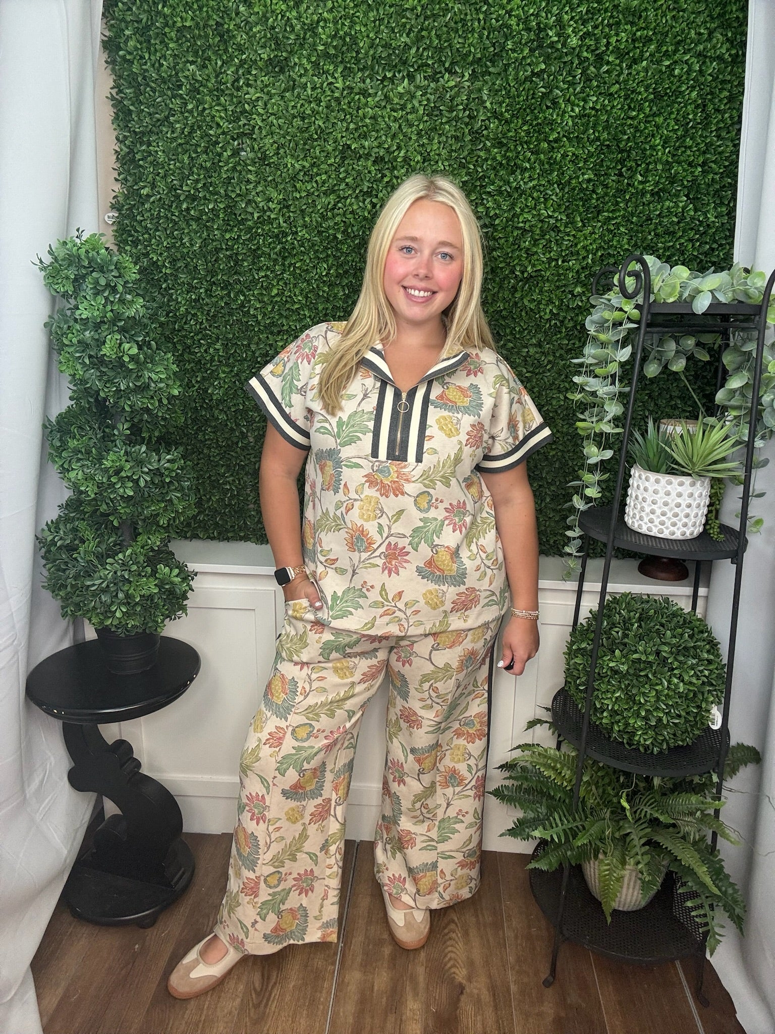 Vintage Floral Wide Leg Pants