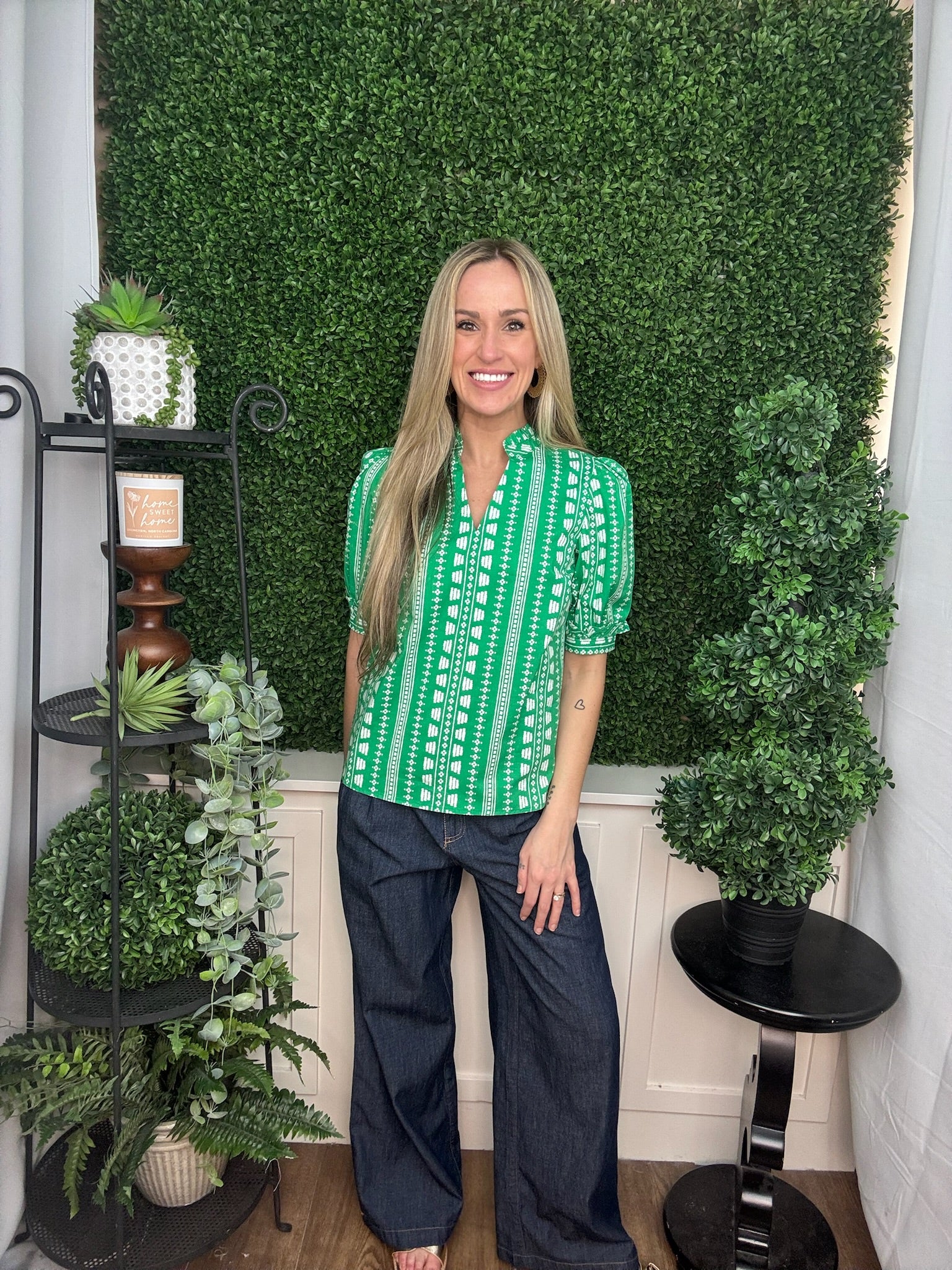 TOP COLETTE HERITAGE STITCH GREEN