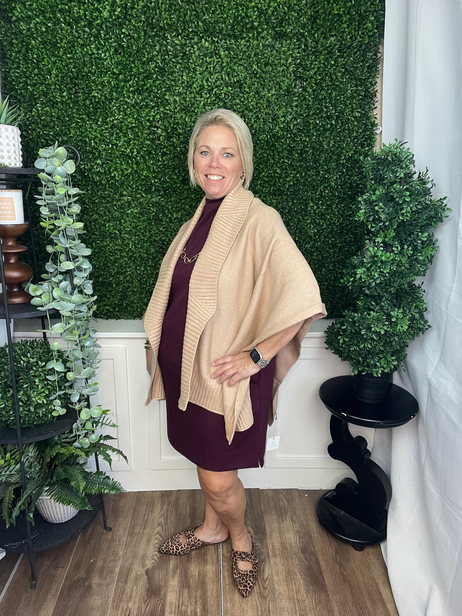 SOFT KNIT SHAWL W/RIBBED TRIM