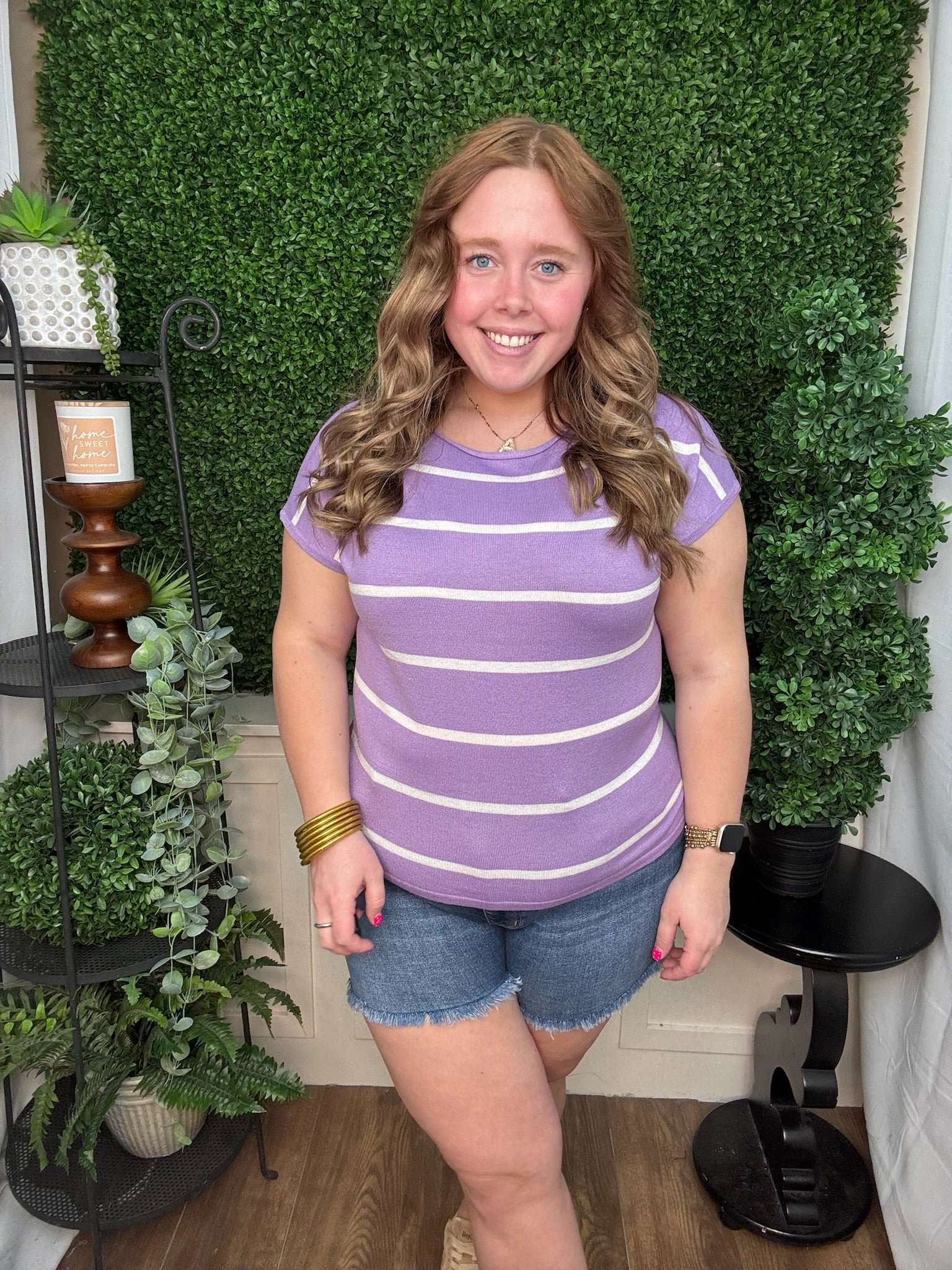 Lavender Skies Stripe Knit Top