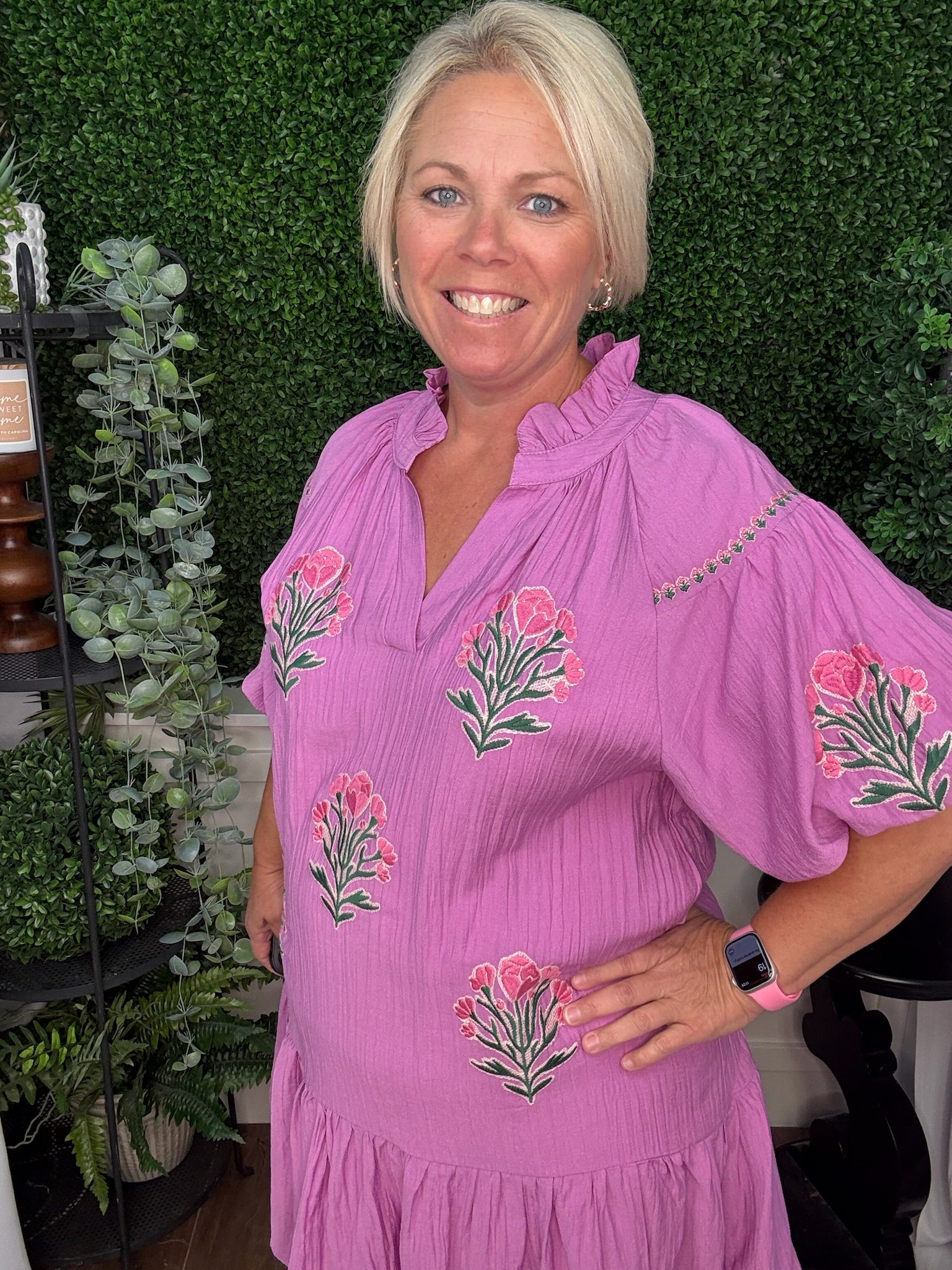 BUBBLE SLEEVE DRESS - ORCHID