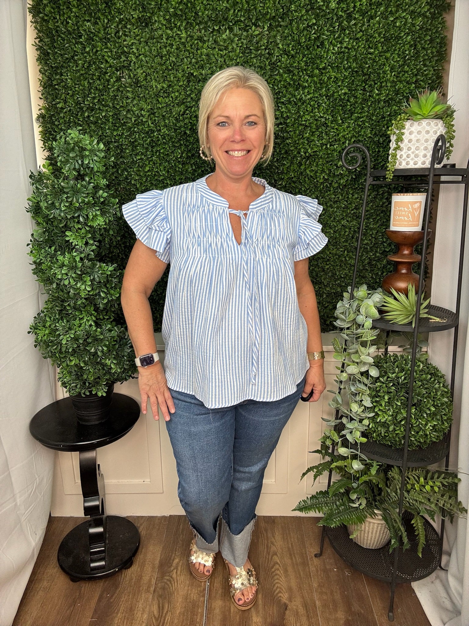 Seaside Stripe Flutter Blouse