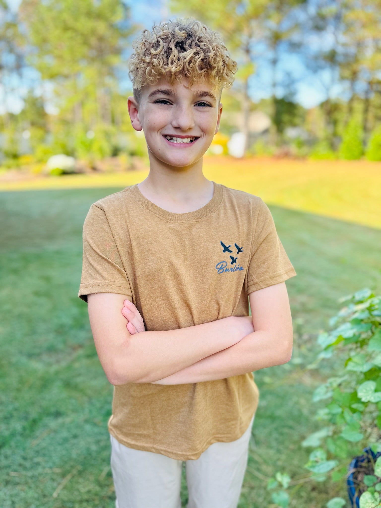 YOUTH - DUCK DOG SS TEE - LIGHT BROWN