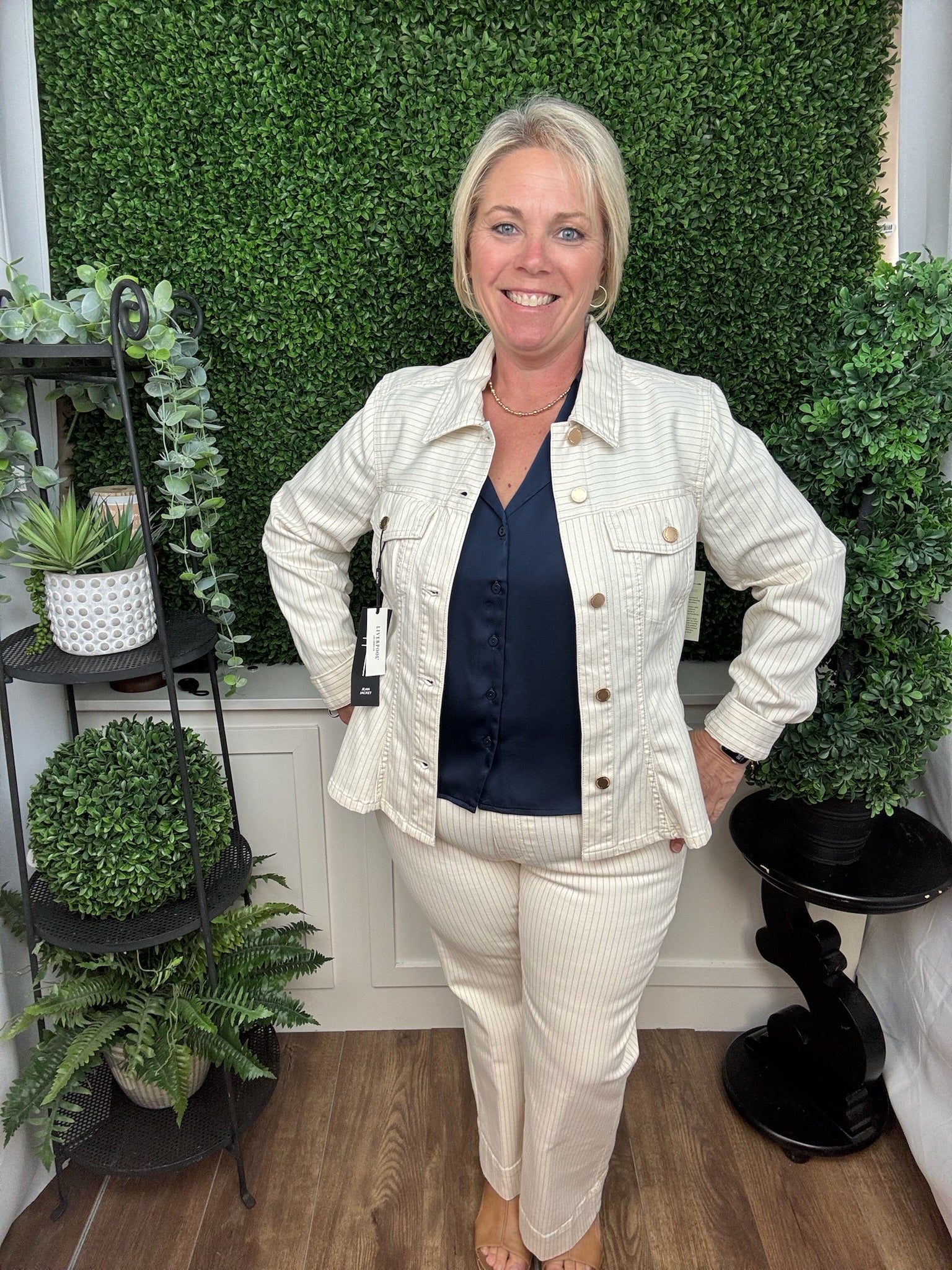 FIT AND FLARE TRUCKER JACKET - NAUTICAL STRIPE