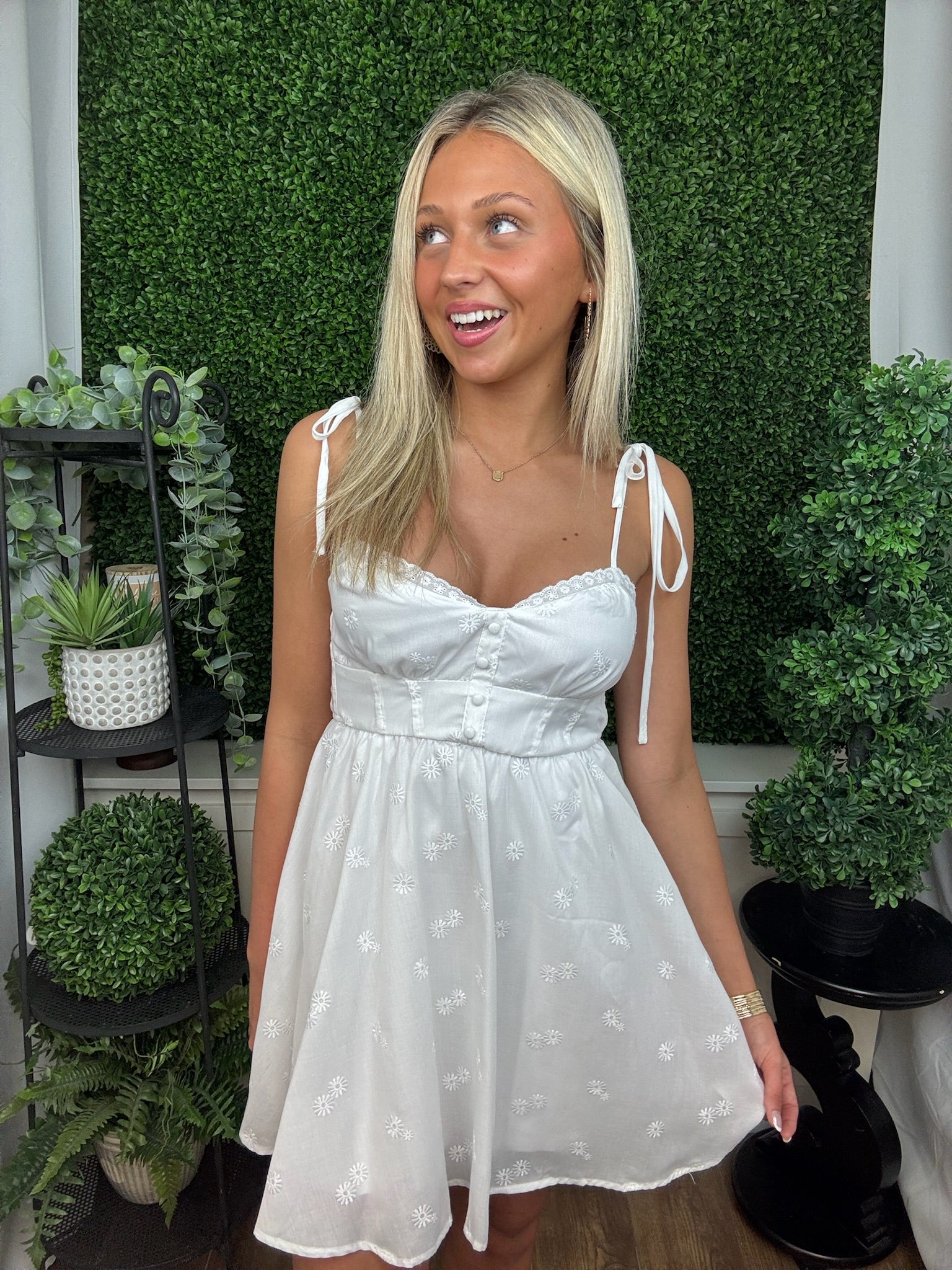 Daisy Lace Button-Front Babydoll Top