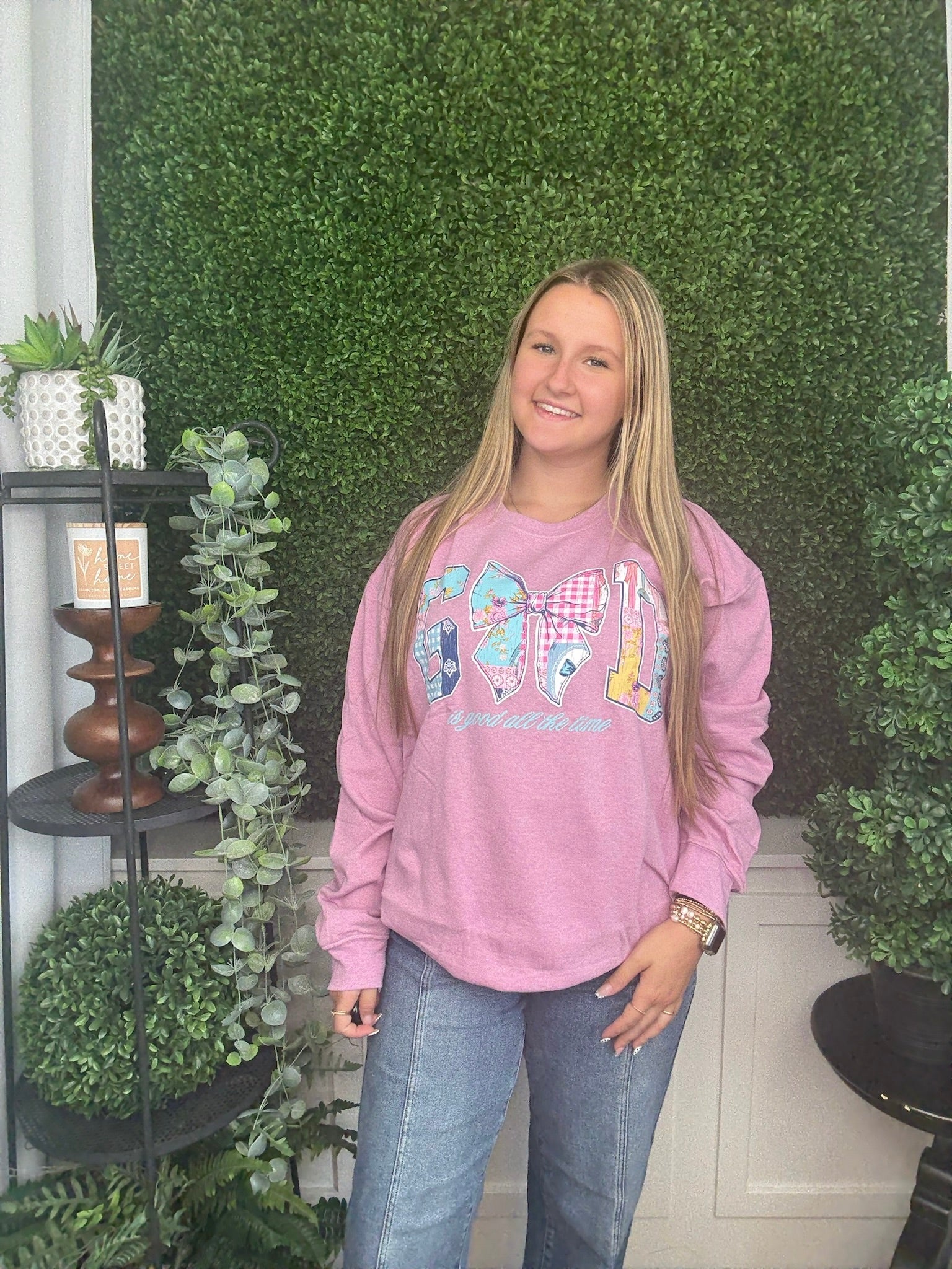 GOD CREWNECK SWEATSHIRT - BUBBLEGUM